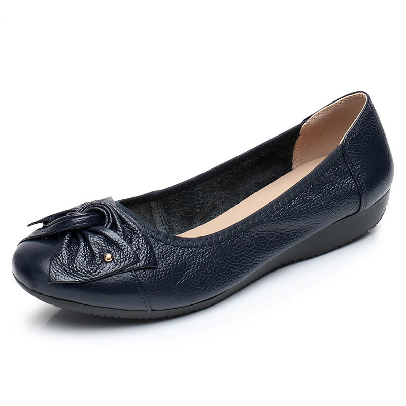 Women's Genuine Leather Loafers Slip-On Shoes - Comfortable Casual & Office Wear for Everyday Use