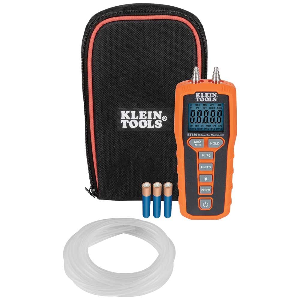 Digital Manometer Pressure Gauge Tester with Brass Hose Fitting Adapter - HVAC, Automotive & Industrial Air/Water Pressure Measurement Tool