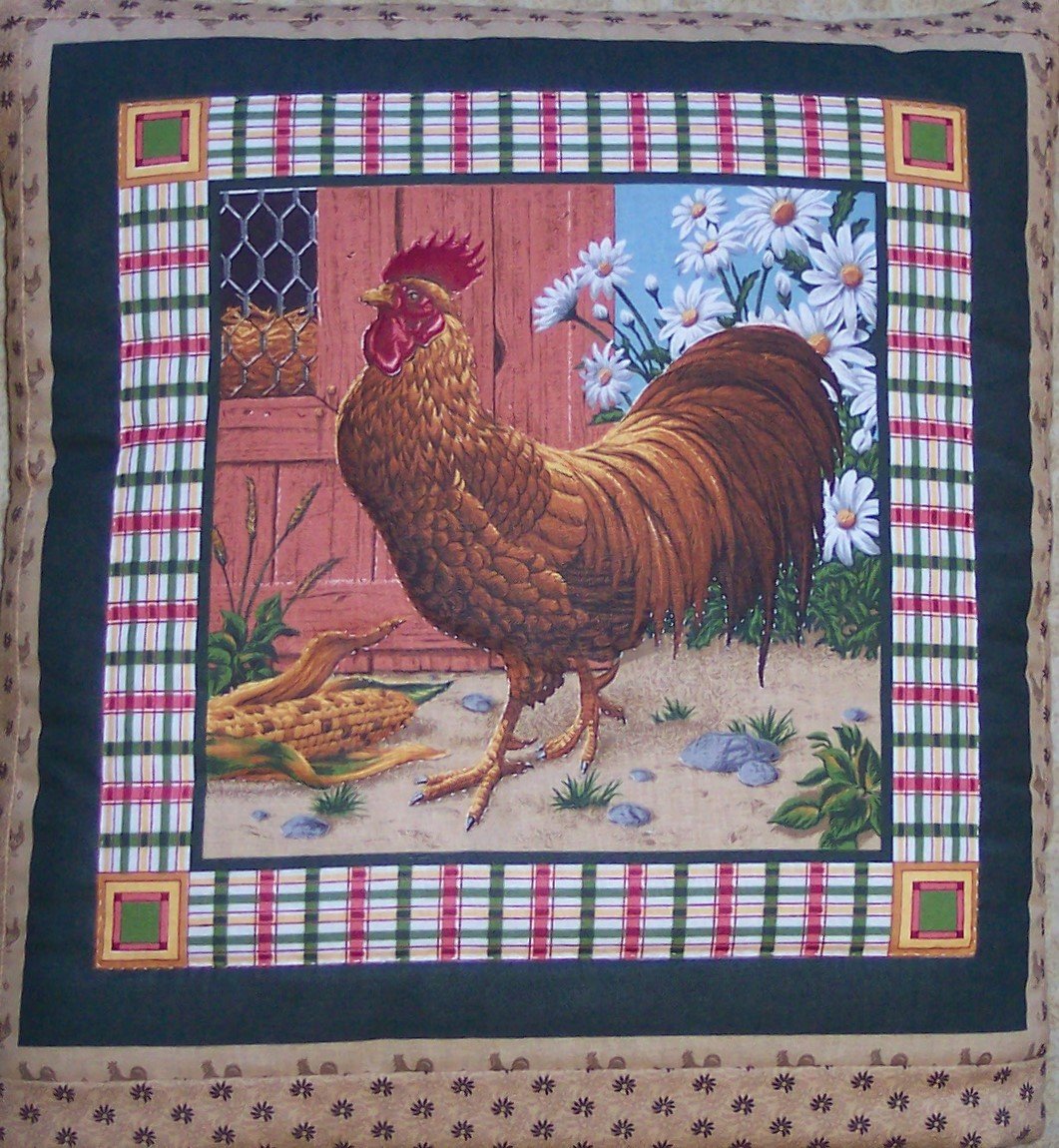 Amish Handmade Quillow (Quilt & Pillow Combo) Rooster MM1 - Made in USA - Perfect for Travel, Camping & Home Decor