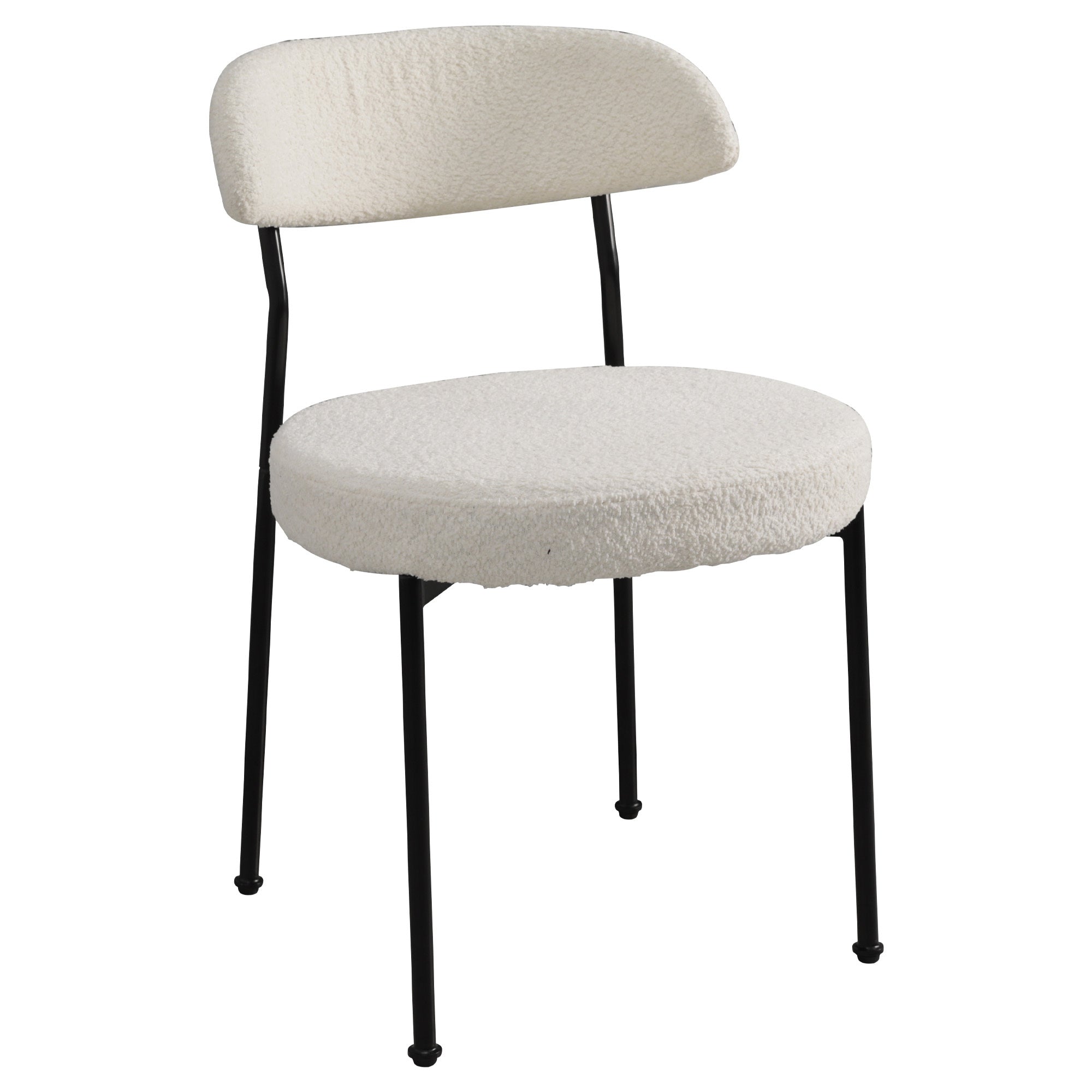Boucle Upholstered Dining Chairs Set of 2 - Modern Curved Backrest & Sturdy Metal Legs, Beige Velvet Fabric for Dining Room, Kitchen, or Home Office