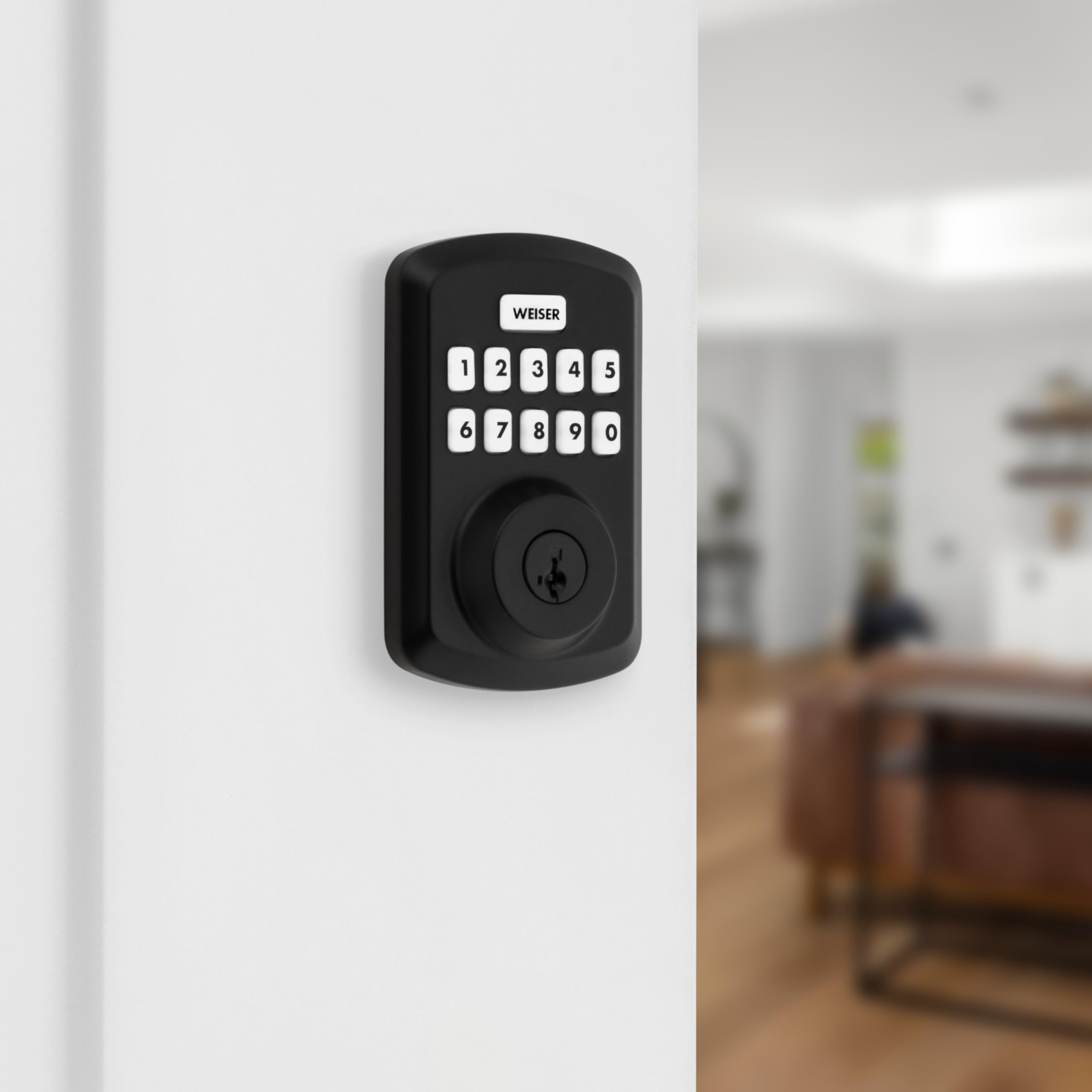 Weiser Powerbolt 3 Matte Black Keyless Entry Deadbolt Lock - 10-Button Keypad with Auto Lock & 12-Month Battery Life - Electronic Smart Door Lock for Front Door Security & Home Décor - Perfect for Apartments, Houses & Vacation Homes