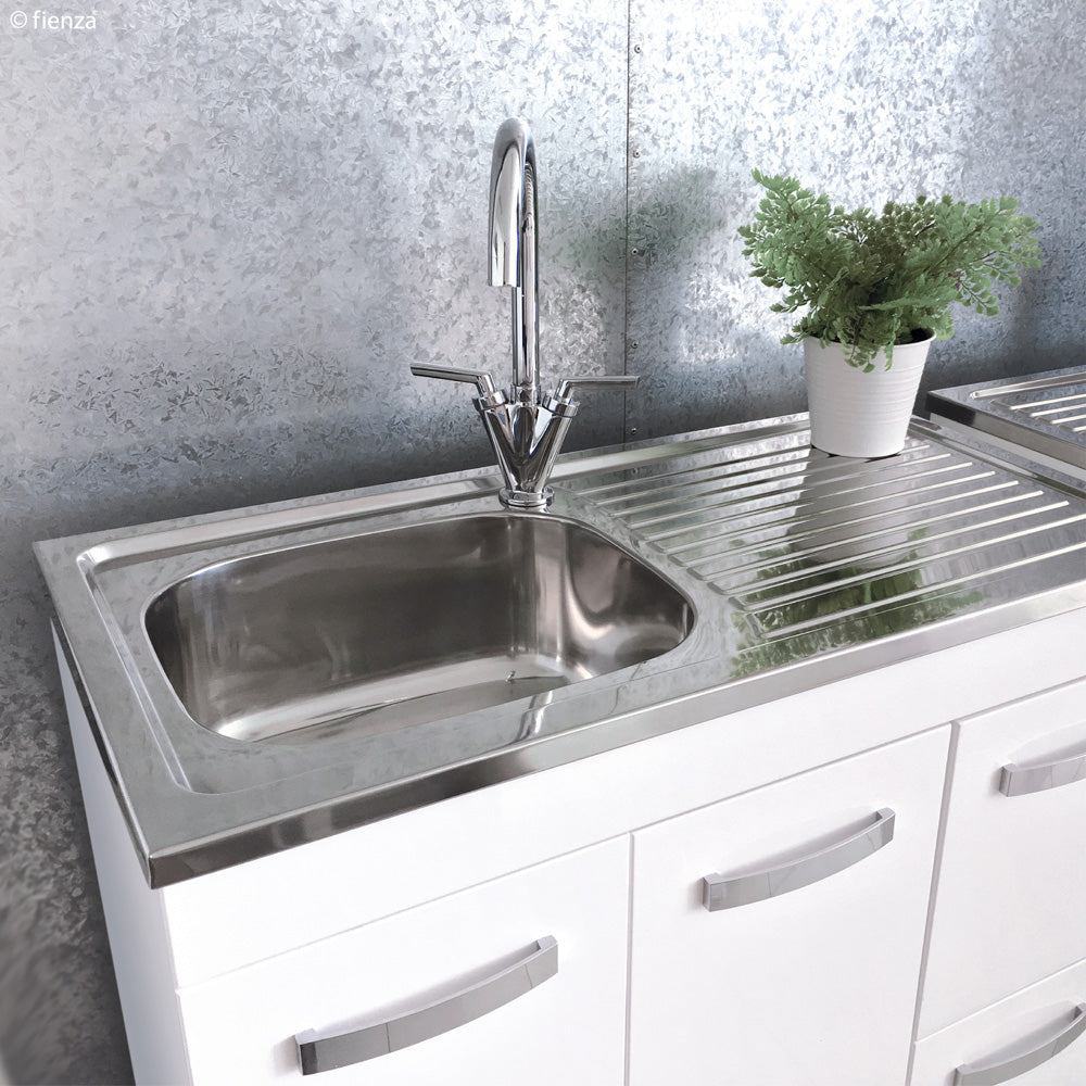 Fienza CIT120NKW Citi 1200mm Modern Bathroom Sink & Vanity Set with Kickboard - Perfect for Small Bathrooms, Powder Rooms, and Guest Baths