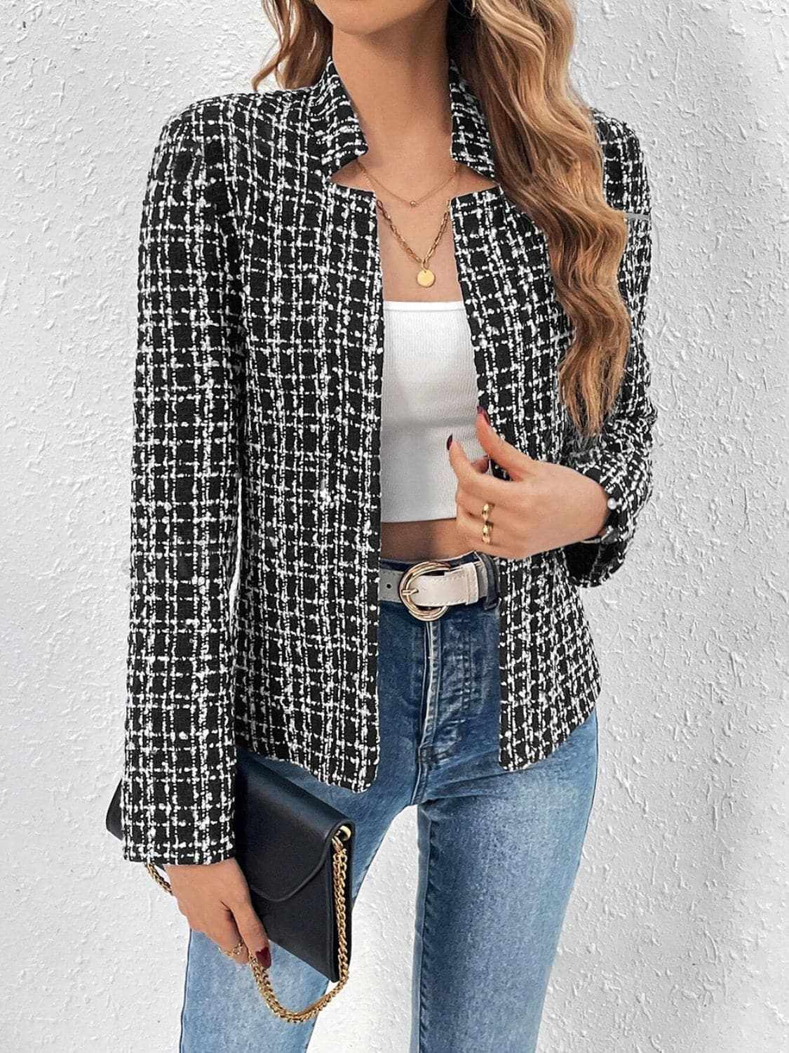 Stylish Plaid Long Sleeve Jacket for Women - Trendy Fall & Winter Outerwear - Perfect for Casual Outings, Office Wear & Date Nights