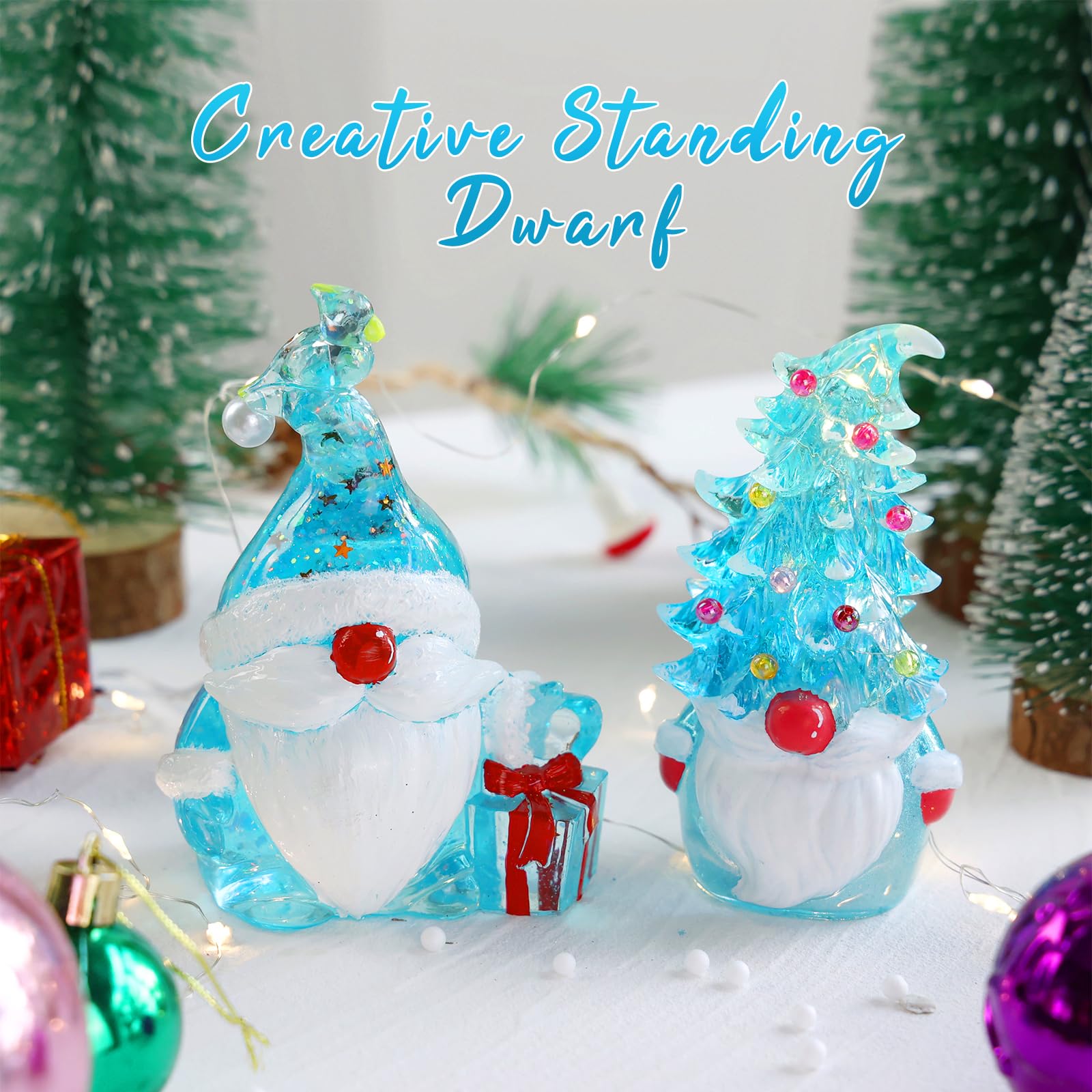 Christmas Gnomes Resin Molds - 2 Pack Santa Gnome Silicone Molds with Slouchy Hat & Tree for DIY Epoxy Resin Crafts | Holiday Ornaments, Thanksgiving Gifts | Perfect for Christmas Decor, Handmade Jewelry & Festive DIY Projects