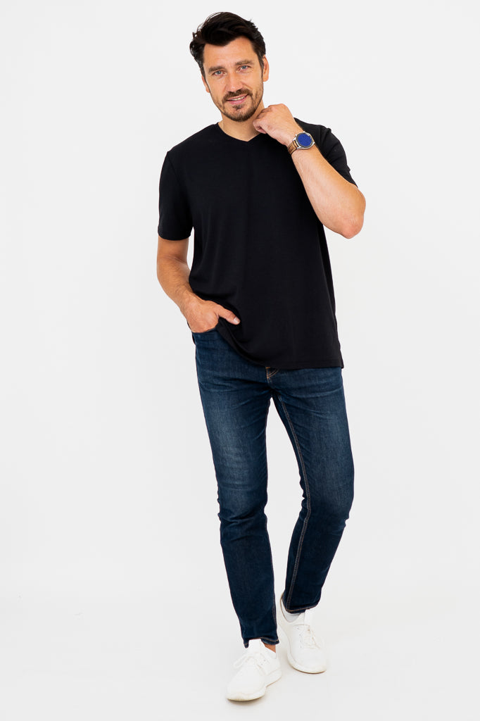 Adam Men's Short Sleeve Button Down Shirt - Soft Bamboo Fabric, Breathable & Comfortable, Black - Perfect for Office, Casual Wear & Summer Outings
