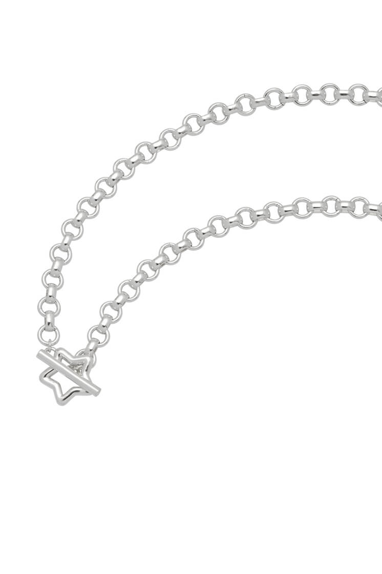 Star T Bar Link Chain Necklace for Women - 18K Gold Plated Stainless Steel Layering Necklace - Perfect for Everyday Wear, Gift Giving & Special Occasions