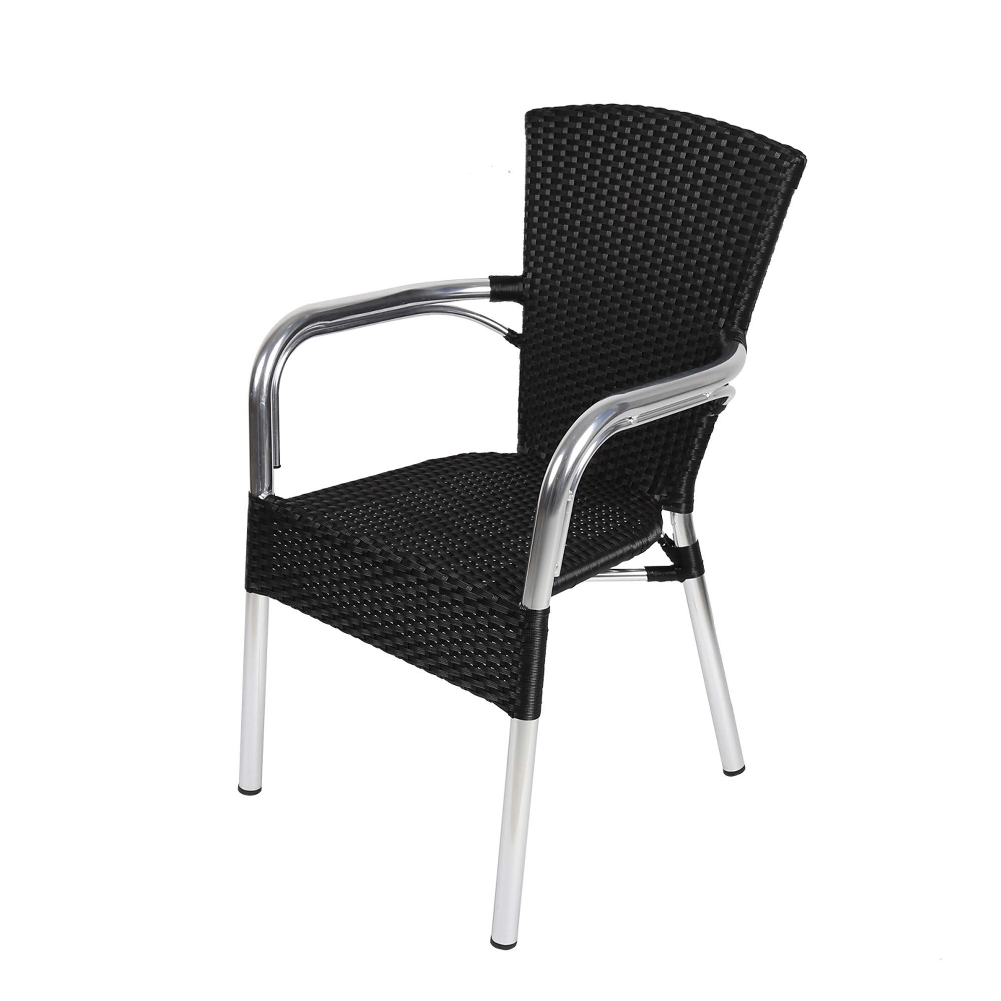 4-Piece Rattan Chair Set - Stackable Wicker Patio Chairs with Handrails for Indoor & Outdoor Use - Perfect for Garden, Balcony, Poolside & Patio Furniture