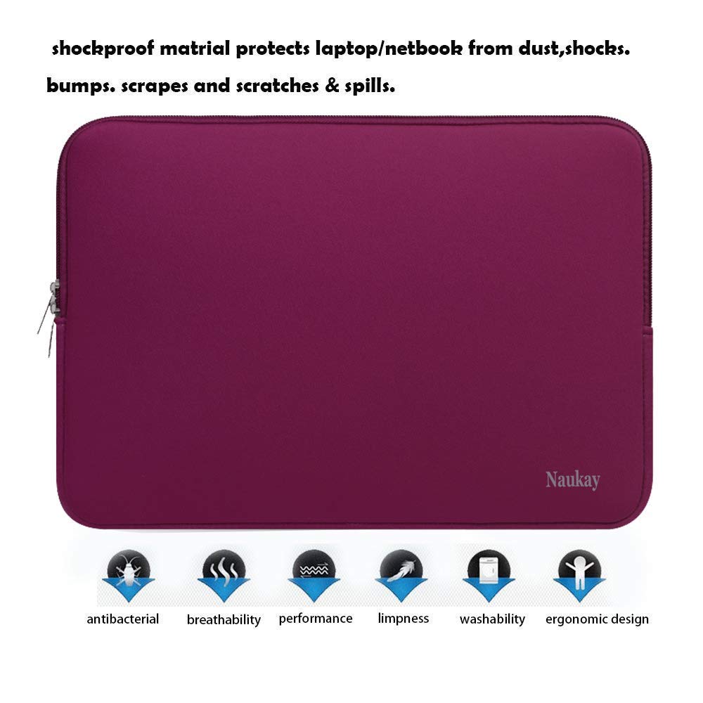 Premium 13-13.3 Inch Neoprene Laptop Sleeve - Shockproof & Water-Resistant Case for MacBook Pro/Air, Notebook & Tablet - Wine Red - Perfect for Travel, Office & School Use