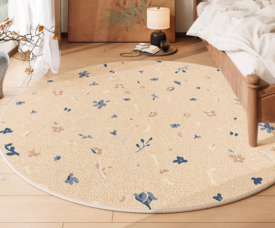 Modern Round Rugs for Bedroom & Living Room - Non-Slip Circular Contemporary Rug for Under Chairs, Dining Room - Soft Boho Decor for Home & Office Use