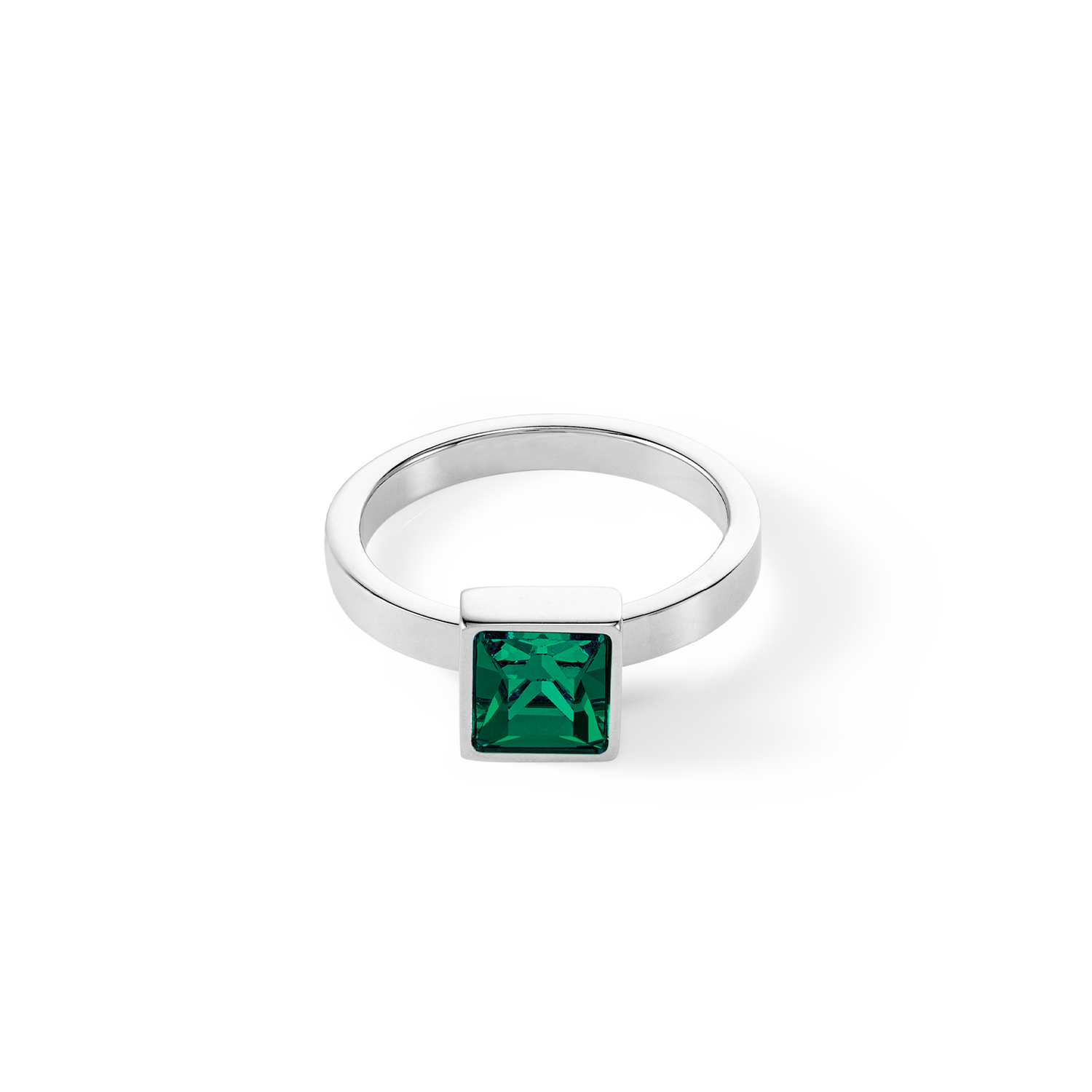 Elegant Square Big Ring in Sterling Silver with Dark Green Gemstone - Perfect for Parties, Weddings & Special Occasions