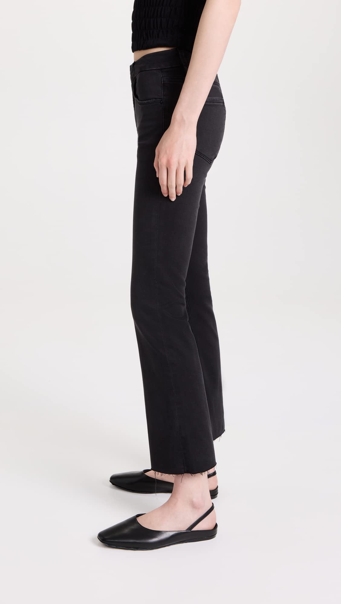FRAME Women's Le Cropped Mini Boot Raw Edge Jeans - High Waist Distressed Denim for Casual Outfits & Night Out Looks