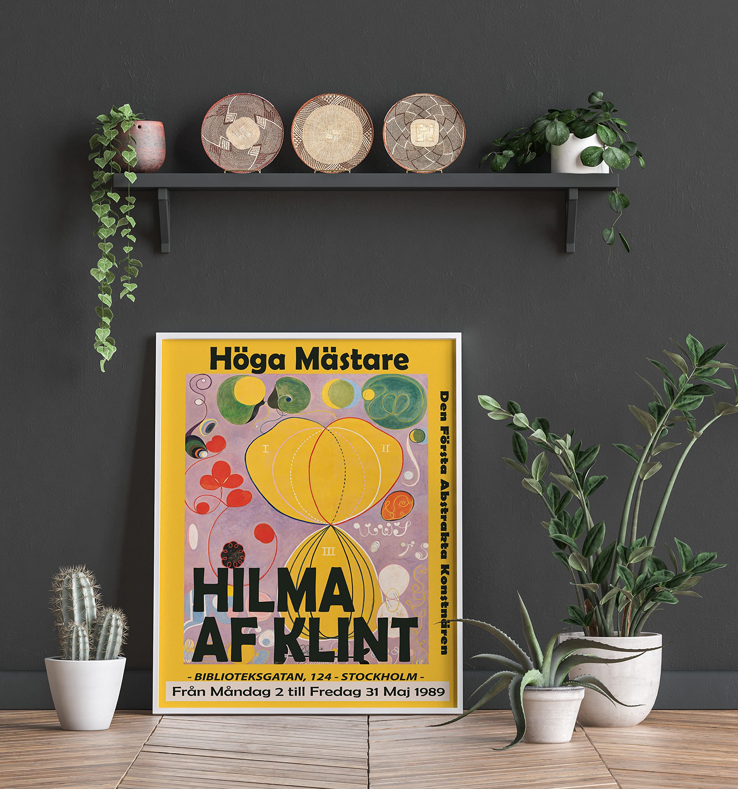 Hilma Af Klint Inspired Modern Abstract Wall Art - Minimalist Black & Yellow Painting for Living Room Decor | Exhibition Quality Canvas Print (24x36 Inches) - Perfect for Home, Office & Gallery Wall Displays