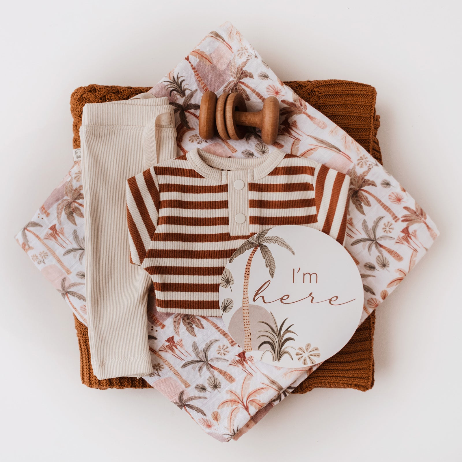 Snuggle Hunny Reversible Milestone Baby Cards - Palm Springs & Hazelnut Designs | Perfect for Newborn Photo Shoots, Monthly Milestone Tracking & Baby Memory Books