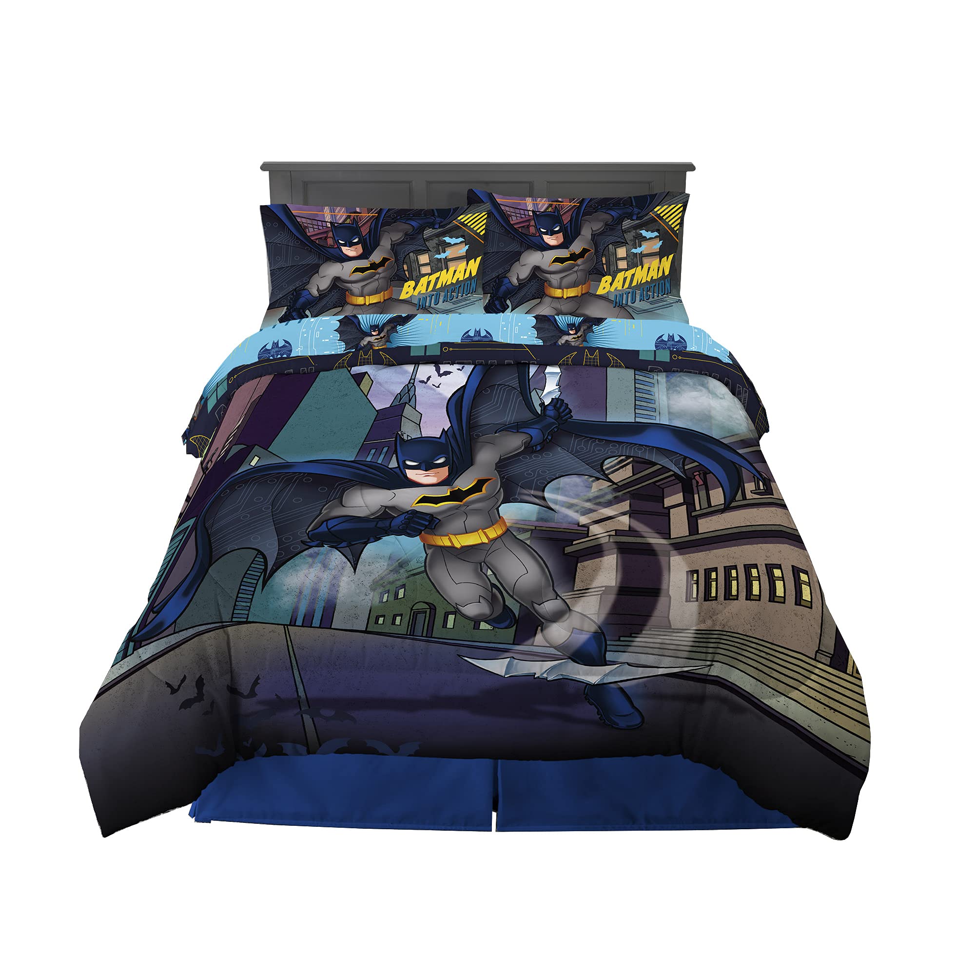 Super Soft Franco Kids Bedding Set - 5 Piece Full Size Batman Comforter & Sheets for Boys' Room | Cozy Bedroom Decor