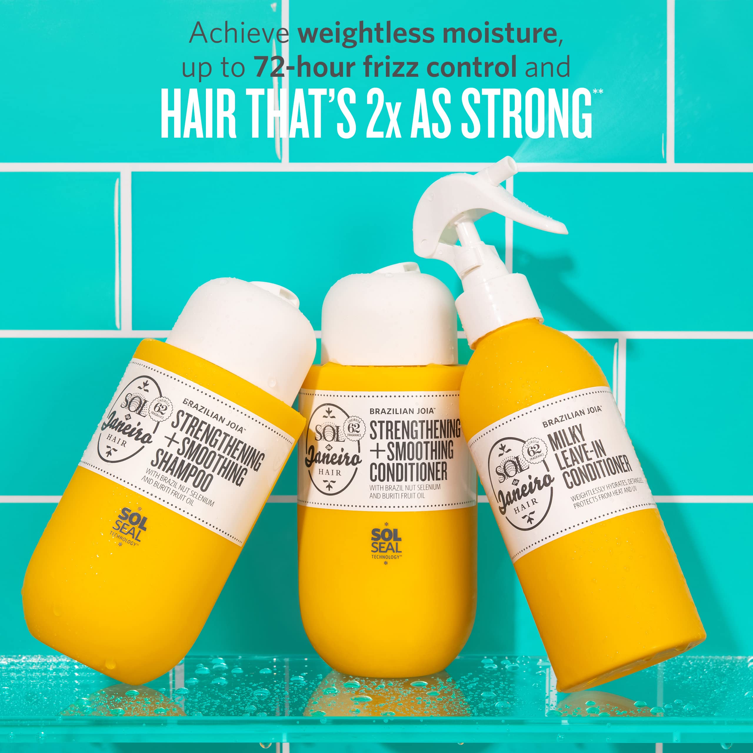 Sol de Janeiro Damage Repair Shampoo & Conditioner Set with Leave-In Treatment - Hydrating Hair Care for Dry, Damaged Hair - Perfect for Salon-Quality Results at Home