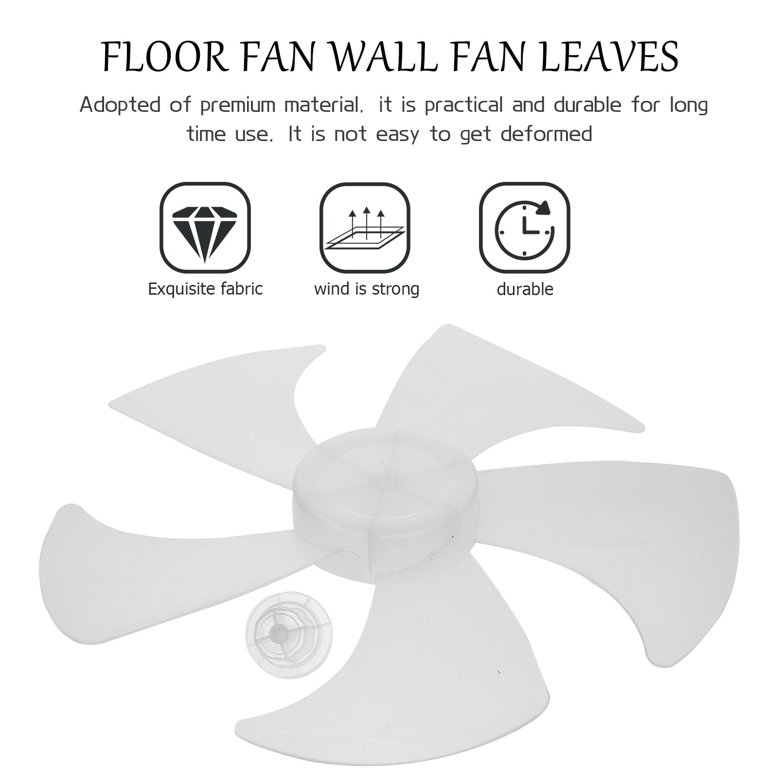 14 Inch Universal Electric Fan Blades Replacement - 5-Leaf Plastic Round Bore Blades for Table & Floor Fans (White) - Perfect for Home, Office & Outdoor Cooling