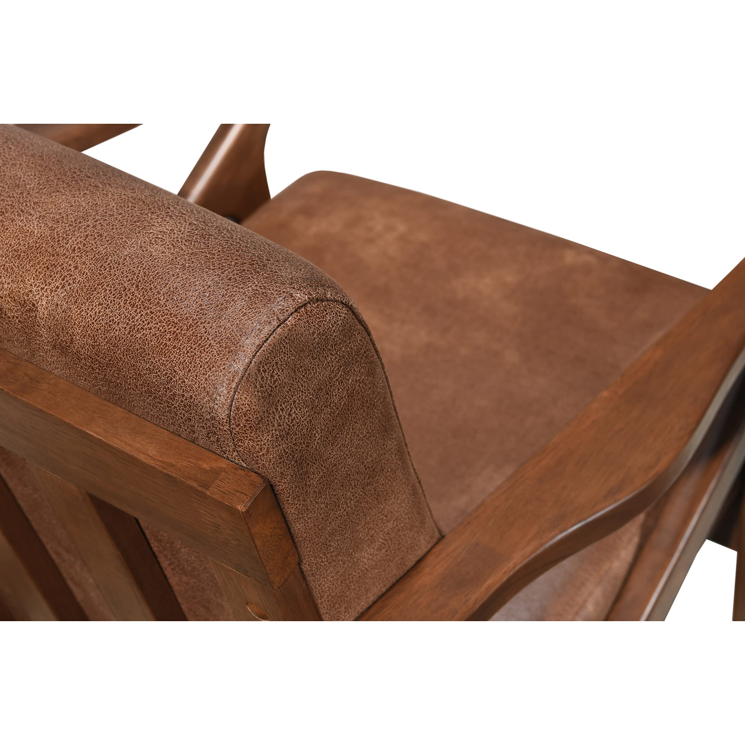 Mid Century Modern Accent Chair - Solid Wood Frame Armchair in Mocha/Walnut - Stylish Living Room, Bedroom & Reading Chair for Home Decor - Perfect for Relaxing, Entertaining & Small Spaces