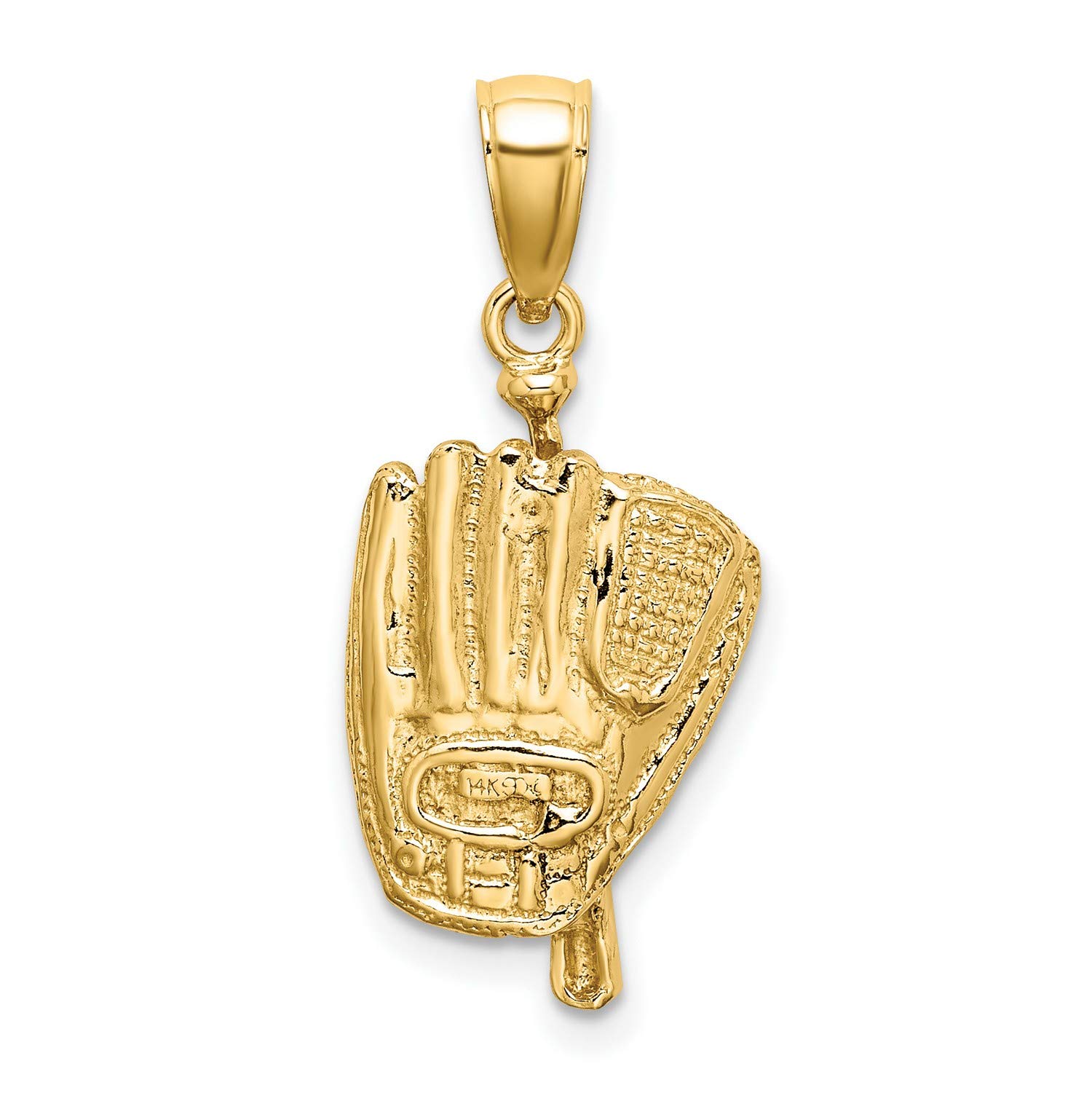 14K Yellow Gold Baseball Bat Pendant with Ball & Glove Charm - 16mm x 11mm Polished Jewelry Gift for Sports Lovers - Perfect for Baseball Games, Fan Apparel & Jewelry Collections