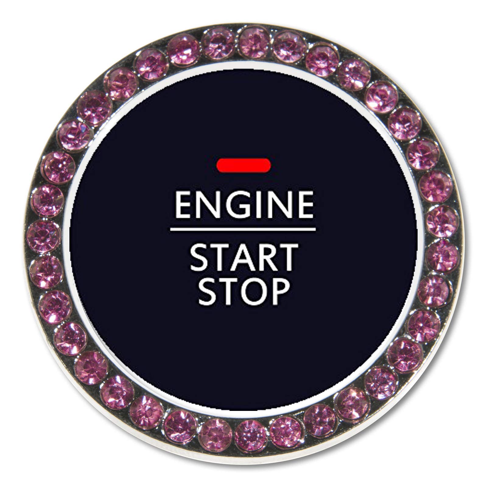 BLVD-LPF OBEY YOUR LUXURY Steering Wheel Cover - Universal Crystal Bling Ring for Auto Start Engine Ignition Button Key | Premium PU Leather Pink Car Accessory | Perfect for Women's Luxury Cars, Gifts & Custom Vehicle Upgrades