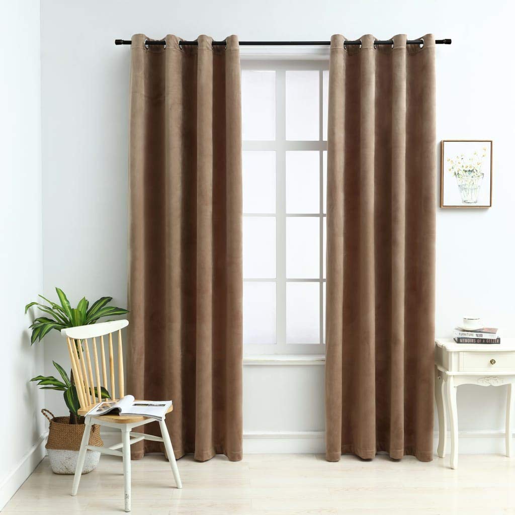 Blackout Curtains 2 Panels - 54x84 Inch Thermal Insulated Velvet Drapes with Rings for Bedroom, Living Room & Nursery - Light Blocking, Noise Reducing Window Treatments (Beige) - Perfect for Shift Workers, Home Theaters & Light Sleepers