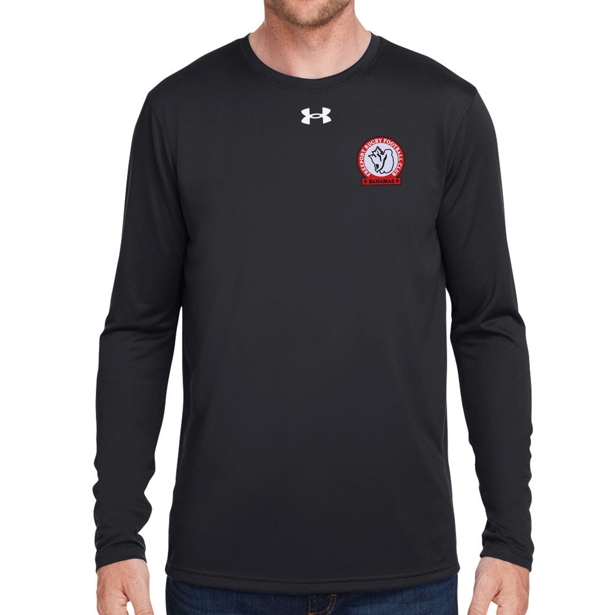 Freeport RFC UA Team Tech Long Sleeve T-Shirt for Men - Moisture Wicking Performance Shirt for Rugby Training & Outdoor Sports
