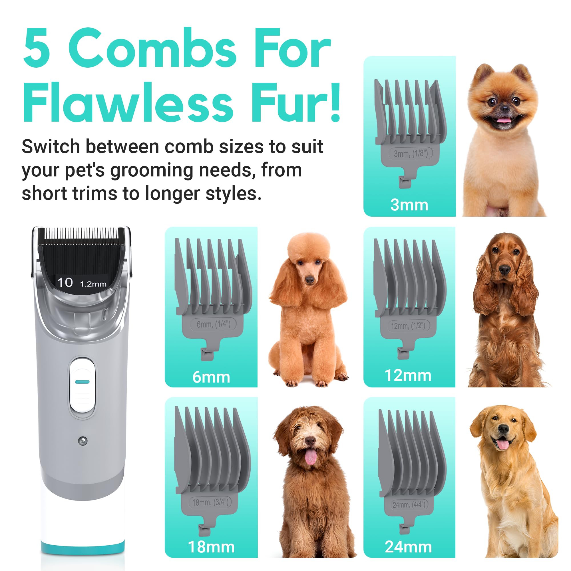 4.5L Quiet Pet Grooming Vacuum for Dogs & Cats - 5-in-1 Home Dog Hair Vacuum with Detachable Fur Comb & Shedding Brush - Pet Deshedding Groomer Kit for Hassle-Free Cleaning - Perfect for Home Grooming, Pet Hair Removal & Shedding Control
