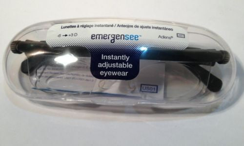 Adlens Emergensee Adjustable Focus Glasses - Emergency Eyewear with Variable Lens Power (Black) | Perfect for Reading, Travel & Emergency Vision Correction