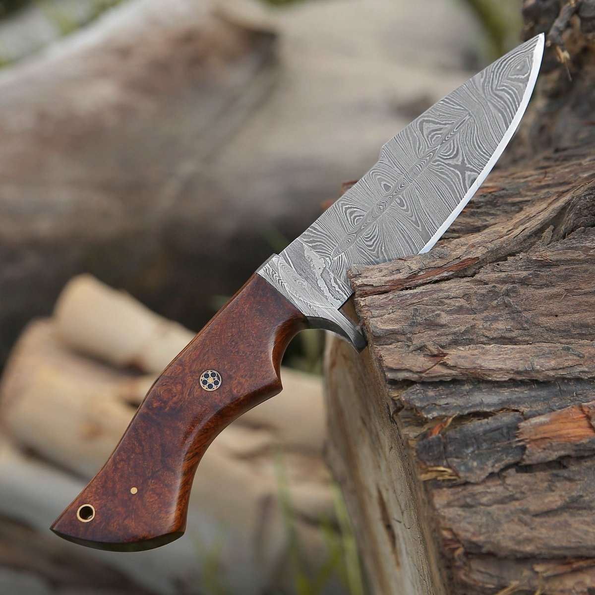 Premium Damascus Steel Hunting Knife with Exotic Rosewood Handle - Custom Handmade Fixed Blade for Outdoor Survival, Camping & Bushcraft - Perfect Gift for Hunters & Collectors