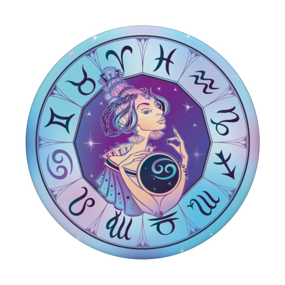 Zodiac Circle Cancer Girl Teal Purple Galaxy Women's Gift - Perfect for Birthday, Anniversary & Astrology Lovers - Unique Celestial Jewelry for Women