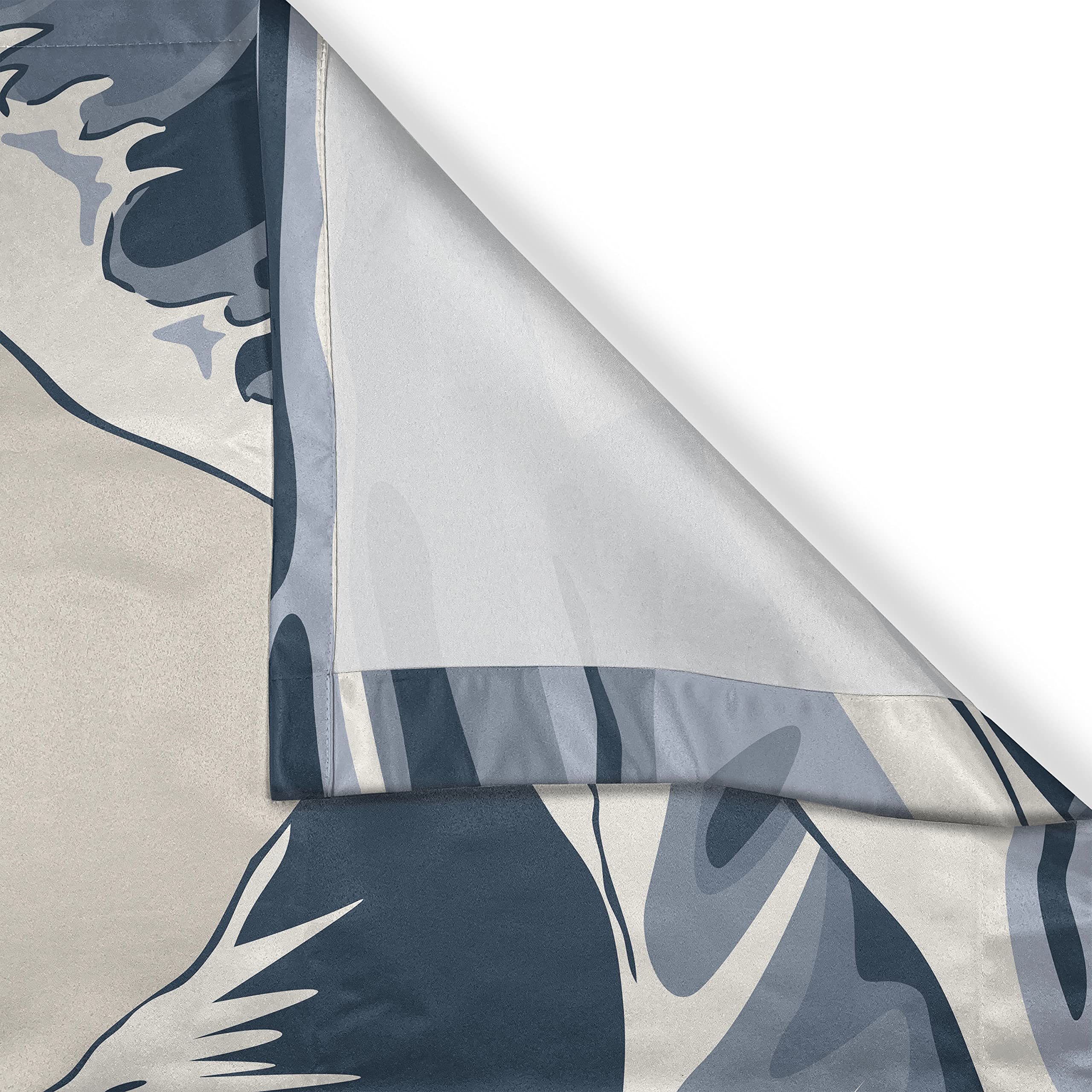 Lunarable Japanese Wave Kitchen Curtains - Hand Drawn Oriental Style Window Drapes, 2 Panel Set for Kitchen & Cafe Decor, 55