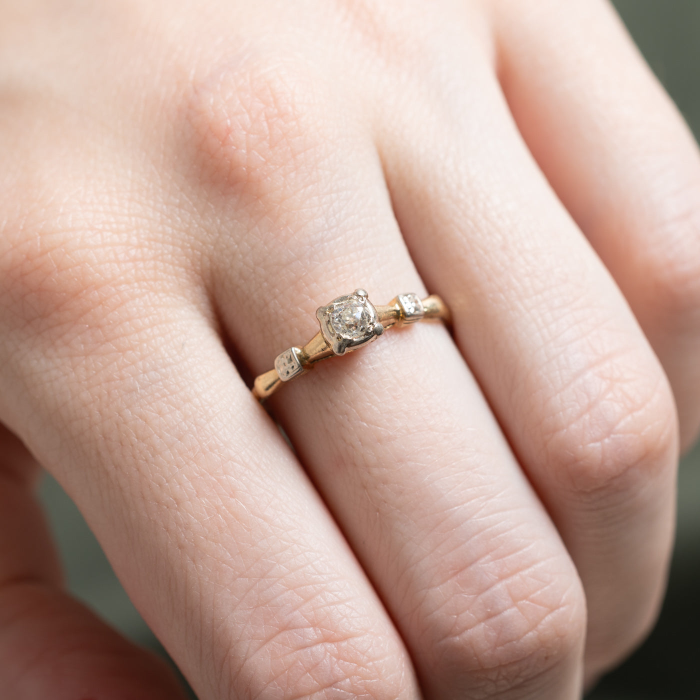 Two Tone Gold Diamond Ring - 0.19ct Round Cut Diamond Engagement Ring for Women, Size 8.5 | Perfect for Wedding, Anniversary & Valentine's Day Gifts