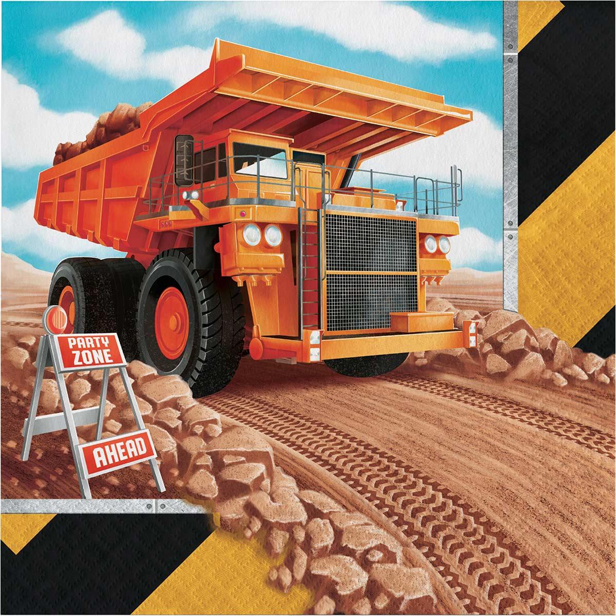 Big Dig Construction Themed Lunch Napkins - 16 Pack | Fun Kids Party Supplies for Birthday, School Events & Construction Theme Parties