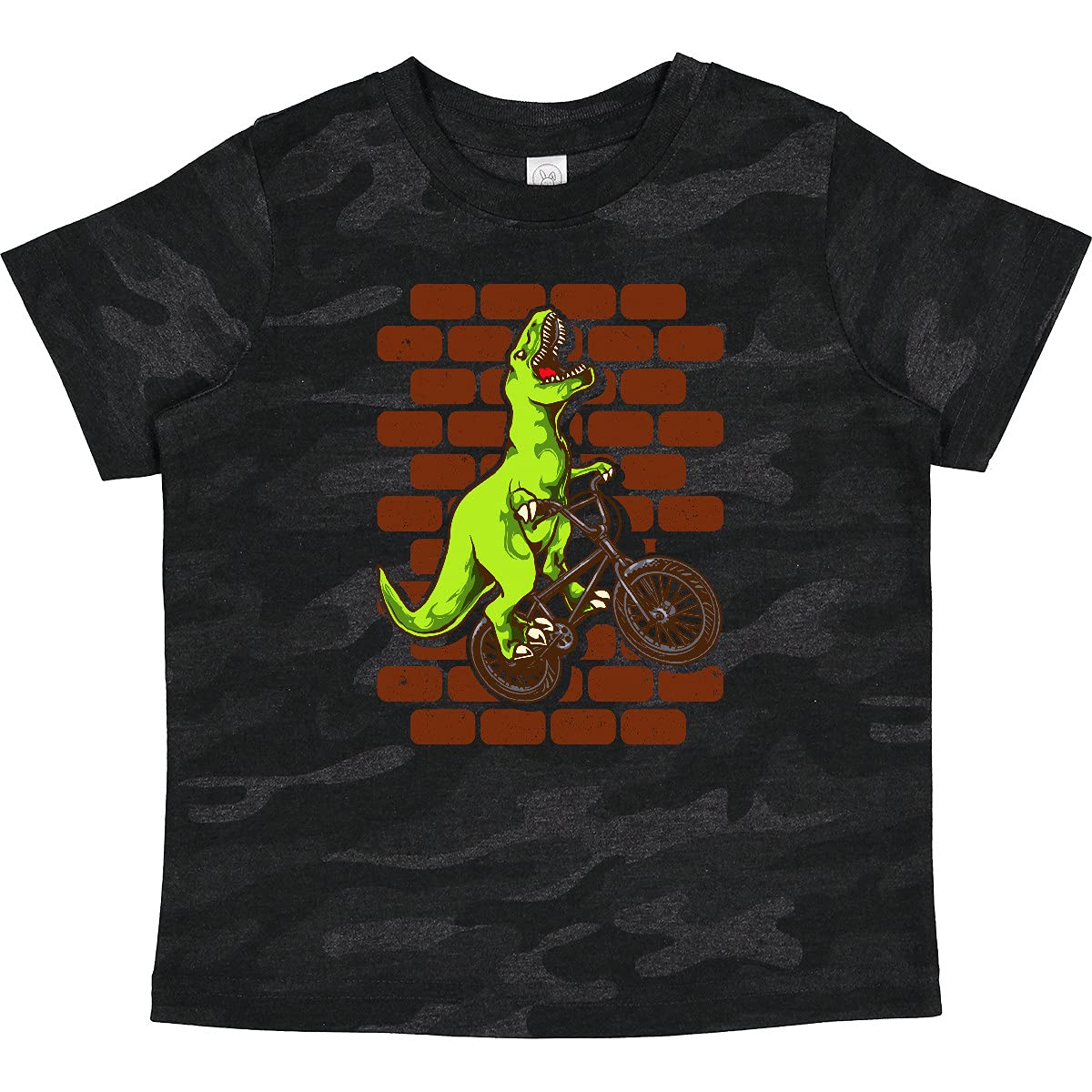 Inktastic BMX Motocross Dinosaur Toddler T-Shirt - Cute Dino Graphic Tee for Boys & Girls - Soft Cotton Kids Shirt for Riding, Playground & Everyday Wear