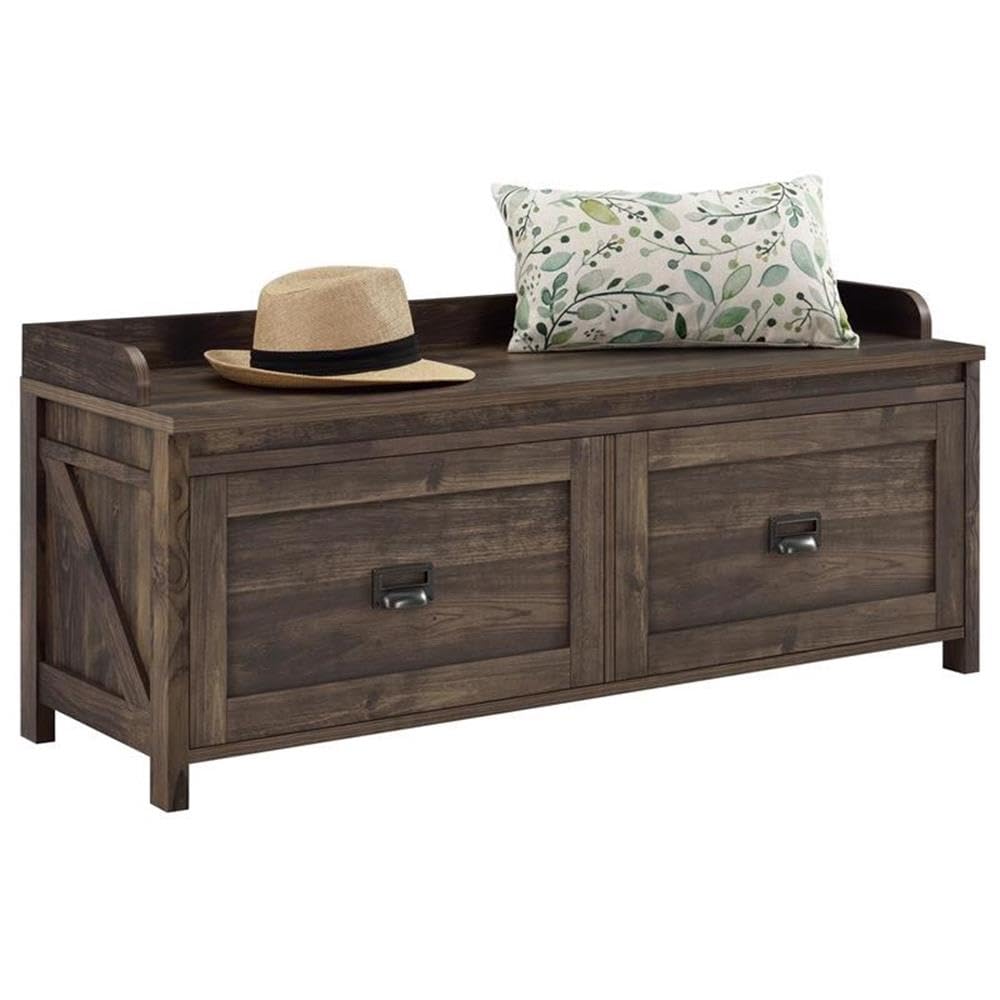 Pemberly Row Contemporary Entryway Storage Bench - Rustic Wooden Hallway Bench with Seat & Storage for Shoes, Coats & Accessories - Perfect for Entryway, Mudroom, or Bedroom Organization