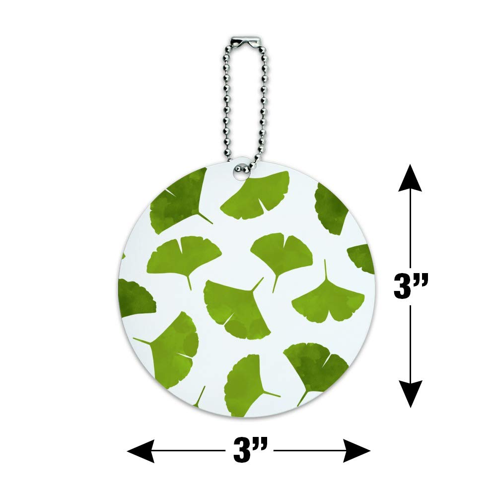 Premium Ginkgo Biloba Leaf Pattern Round Luggage ID Tag - Durable Suitcase & Carry-On Baggage Identifier - Perfect for Travel, Business Trips & Vacation Packing Organization
