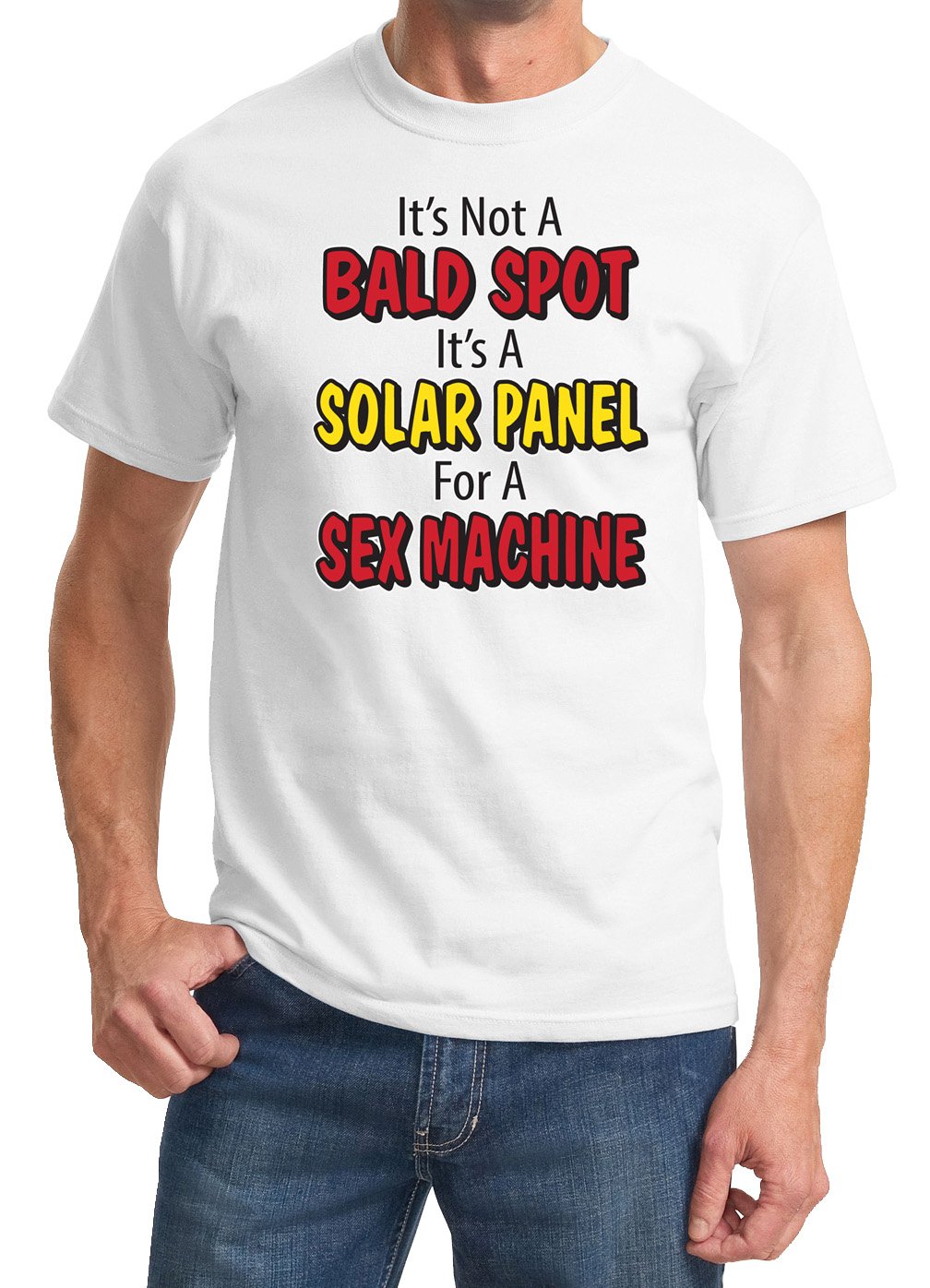 Funny Solar Panel for Sex Machine Going Bald T-Shirt - Humorous Gift for Balding Men, Perfect for Parties & Gag Gifts