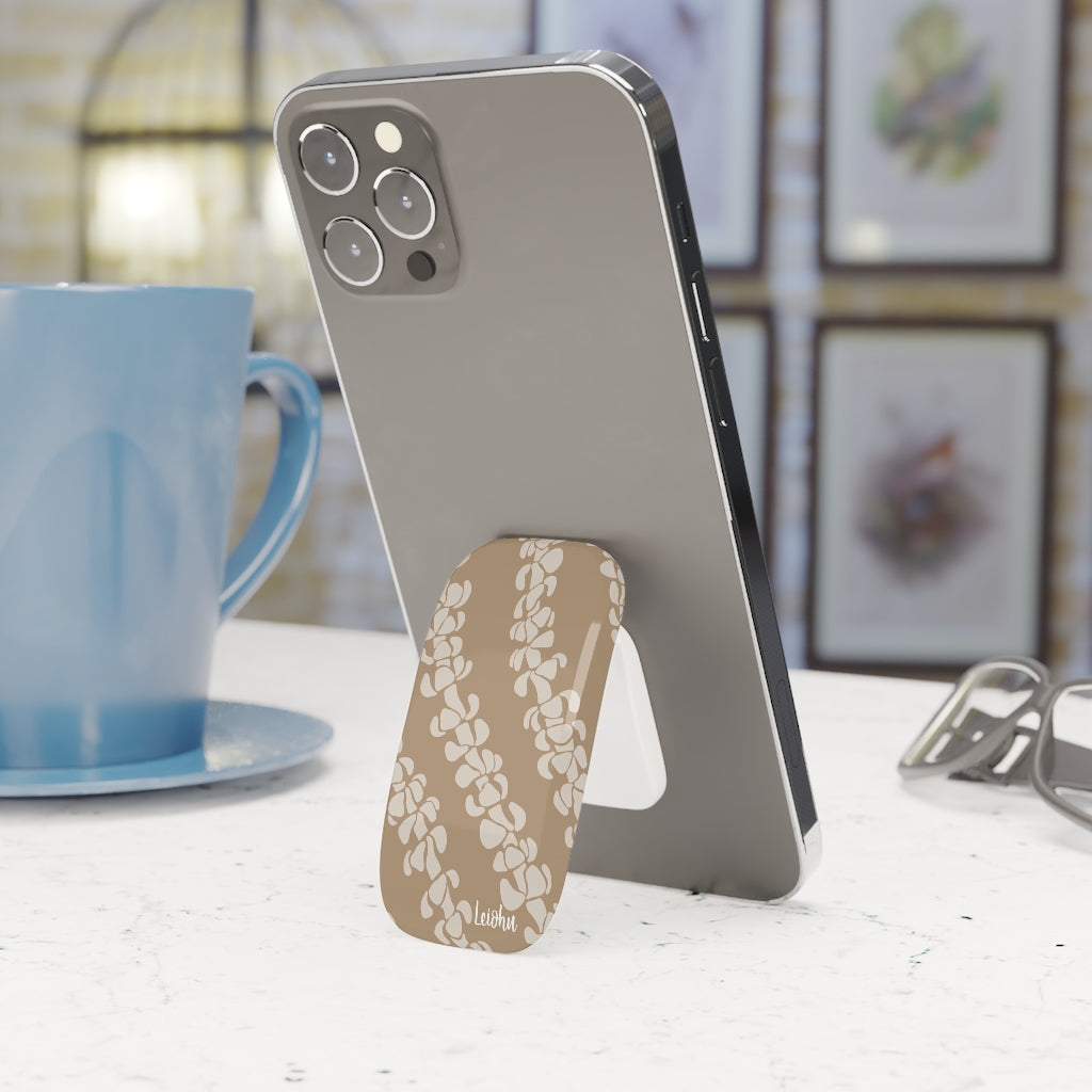 Puakenikeni Mocha Phone Grip - Non-Slip Phone Holder with Strong Adhesive for iPhone, Samsung & Smartphones - Perfect for Driving, Gym, Work & Daily Use