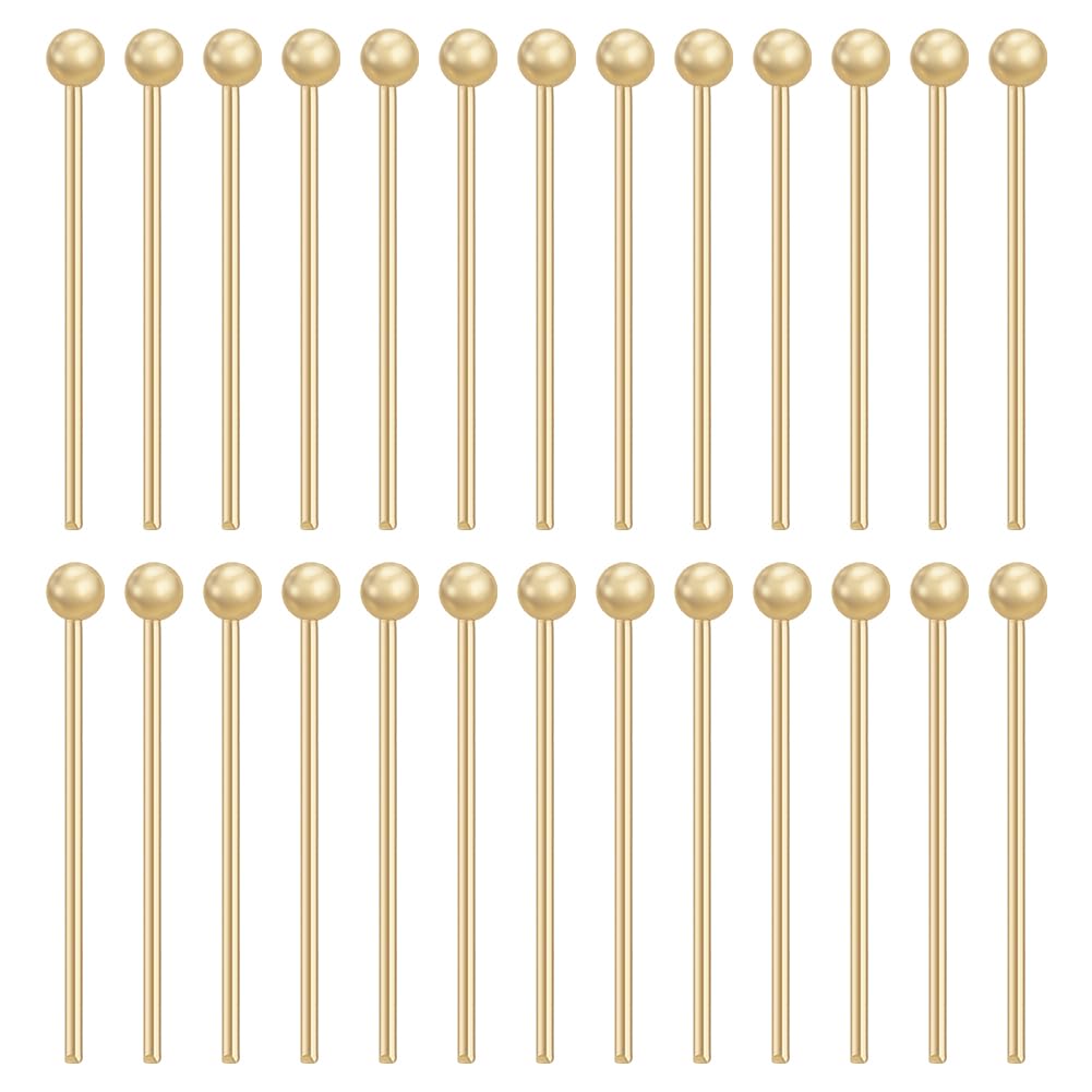 BENECREAT 400PCS 18K Gold Plated Ball Head Pins, 22 Gauge 0.6mm Brass Satin Pins, 0.6 Inch 16mm Straight Headpins for Jewelry Making - Perfect for Pendants, Earrings, Bracelets & DIY Craft Projects