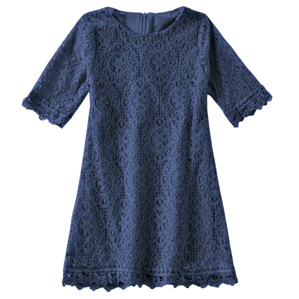 Niyage Girls Lace Toddler Dress - Elegant Floral Half Sleeve Party Princess Dress for Birthday, Wedding & Special Occasions