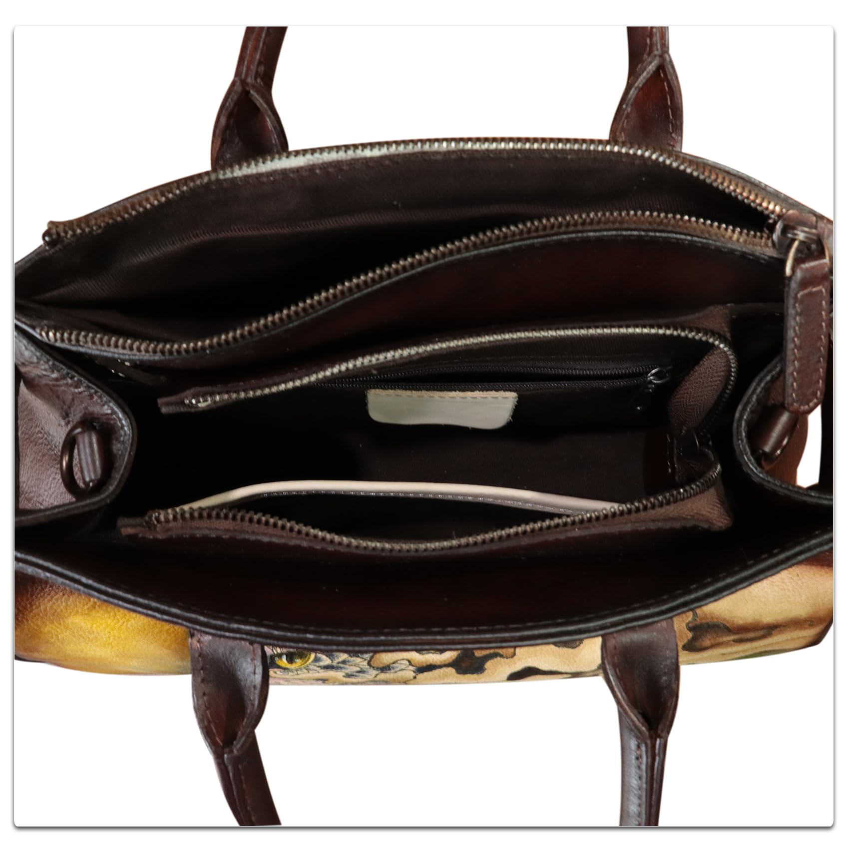 Handmade Genuine Leather Satchel for Women - Hand Painted Top Handle Crossbody Purse & Work Tote Bag - Perfect for Office, Travel & Everyday Use