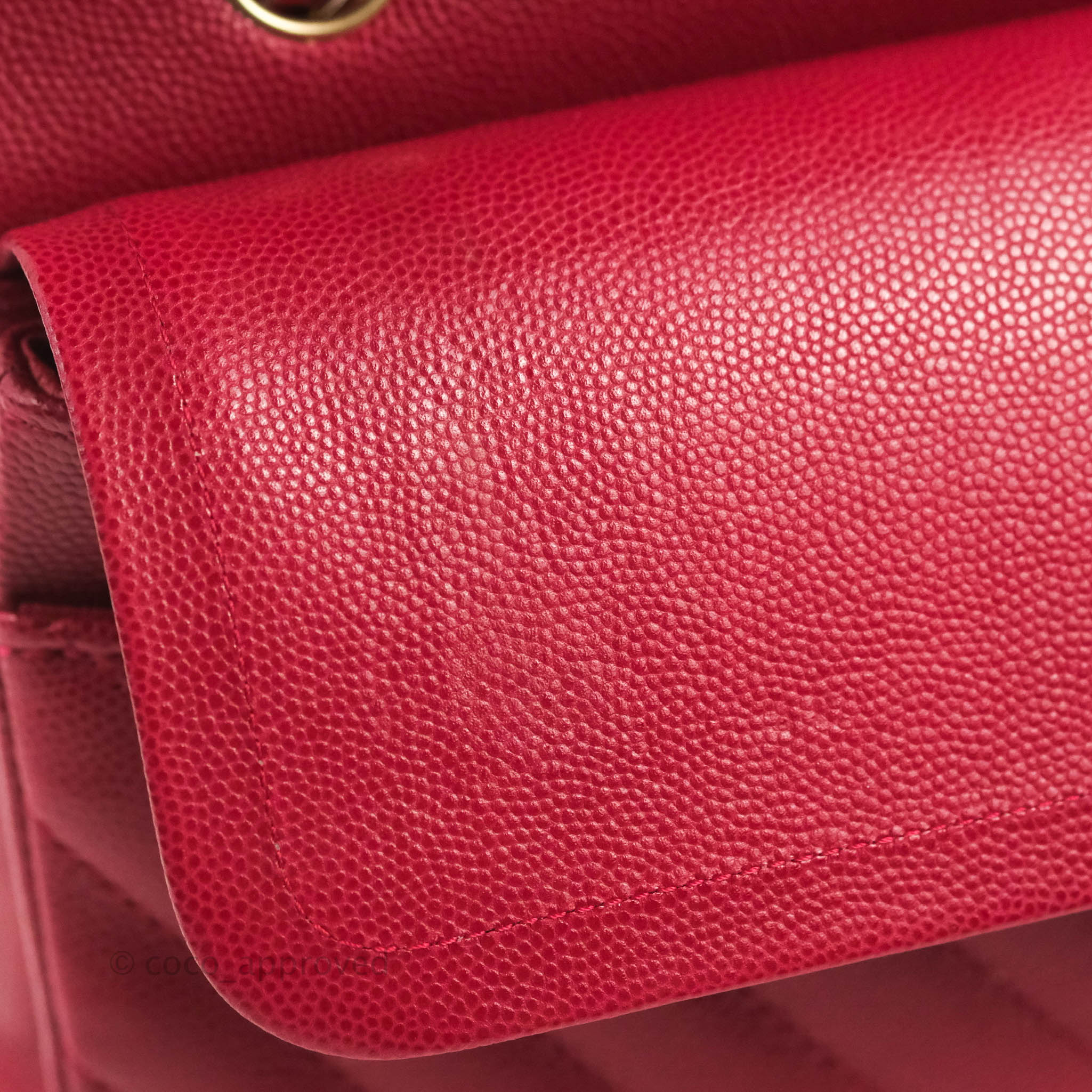 Chanel Classic M/L Medium Chevron Double Flap Bag in Cherry Red Caviar Leather with Gold Hardware - Perfect for Evening Events, Luxury Gifts & Fashionable Outfits