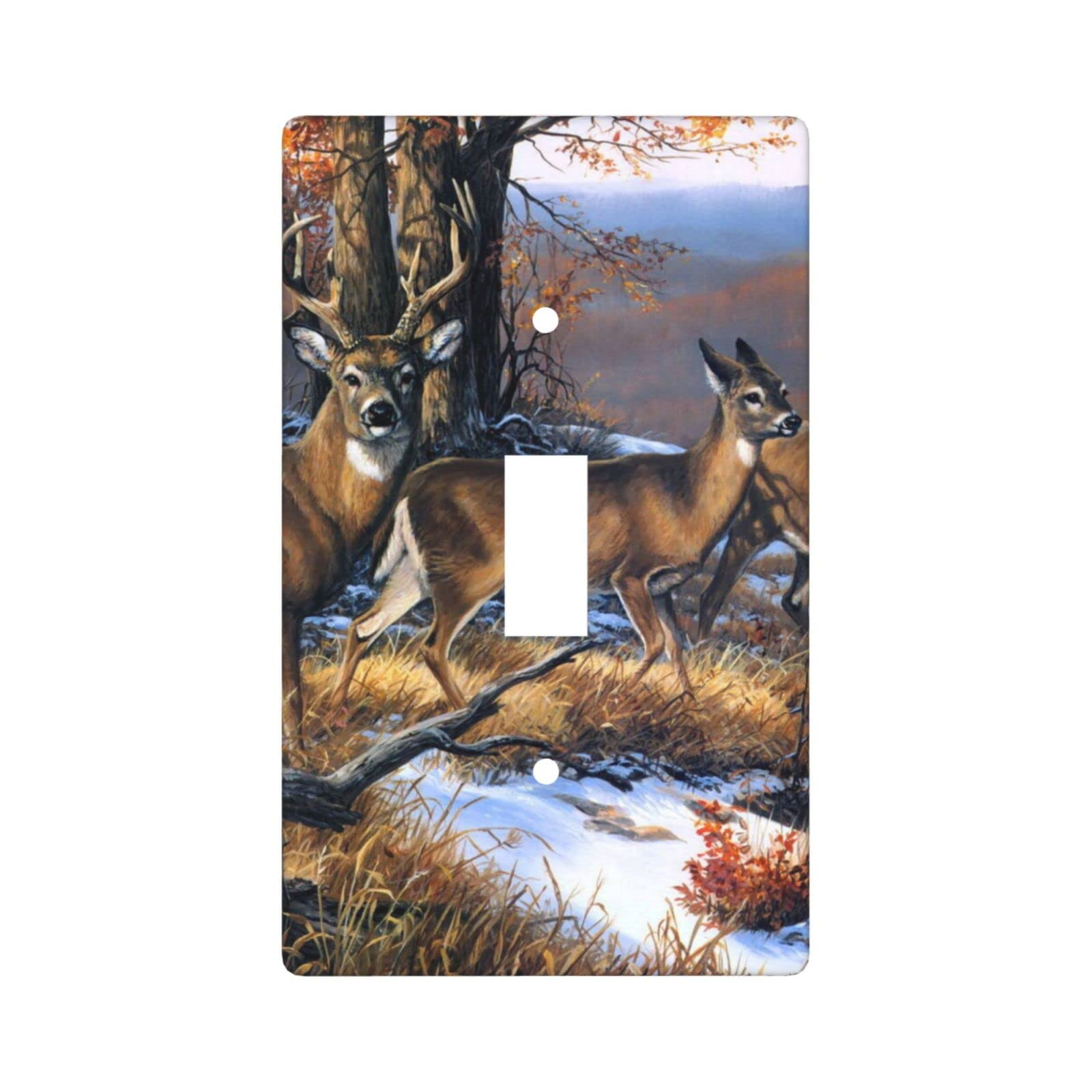 Deer Themed Light Switch Cover - Decorative Single Toggle Wall Plate (4.50 x 2.76 Inch) - 1 Gang Faceplate for Home, Office & Cabin Decor - Perfect for Bedroom, Living Room & Nursery