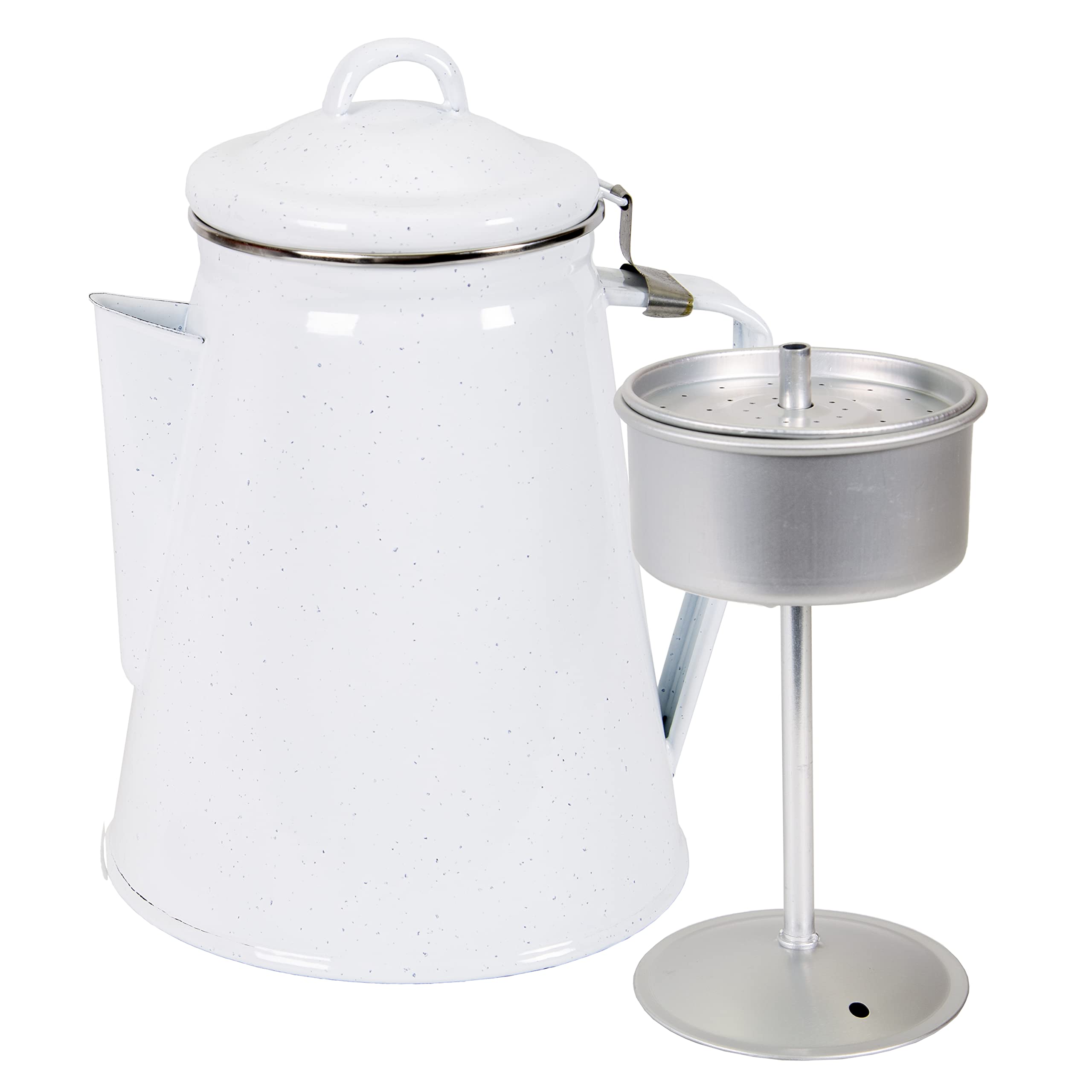 Stansport Enamel Coffee Pot - Durable Camping Coffee Maker for Outdoor Adventures, Hiking & Picnics - 10 Cup Capacity, Rust-Proof & Easy to Clean