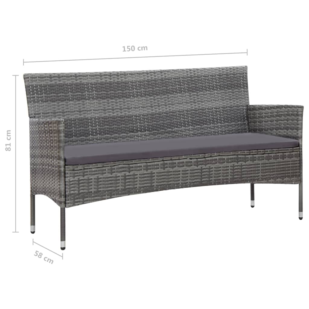 5-Piece Gray Poly Rattan Patio Furniture Set with Cushions & Coffee Table - Outdoor Sectional Sofa Conversation Set for Garden, Backyard, and Poolside Relaxation