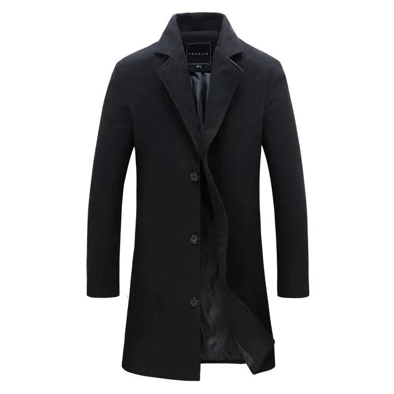 Premium Men's Wool Overcoat - Winter Warm Long Coat for Business & Casual Wear - Perfect for Office, Dating & Outdoor Activities