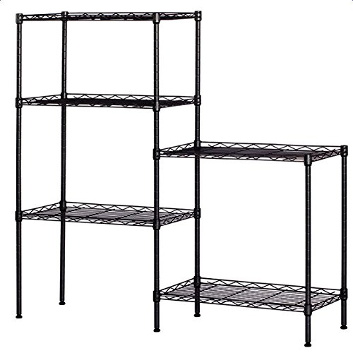 Adjustable Heavy Duty Storage Shelving Unit - Black Metal Wire Rack for Garage, Closet & Pantry Organization - Perfect for Home, Office & Warehouse Storage Solutions