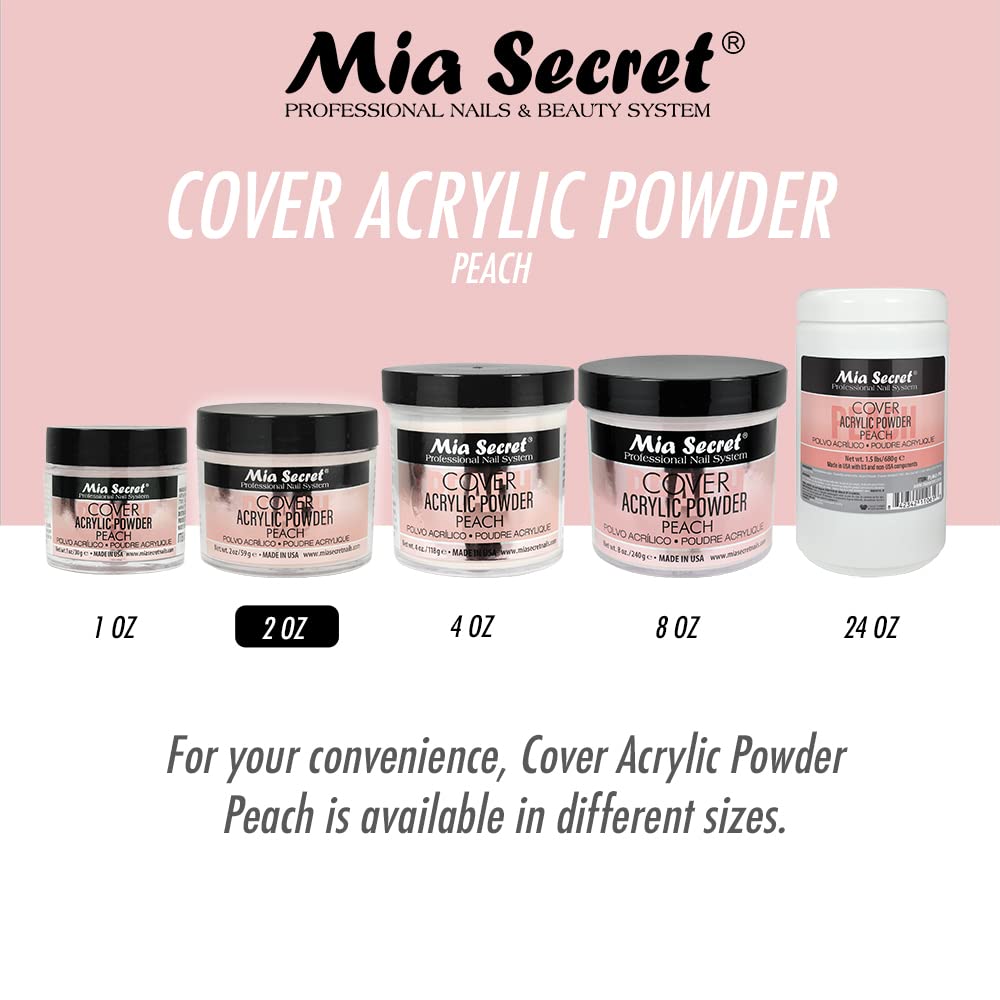 Mia Secret Acrylic Powder - Cover Peach 2 oz | Professional Nail Extension & Manicure Kit for Salon & Home Use