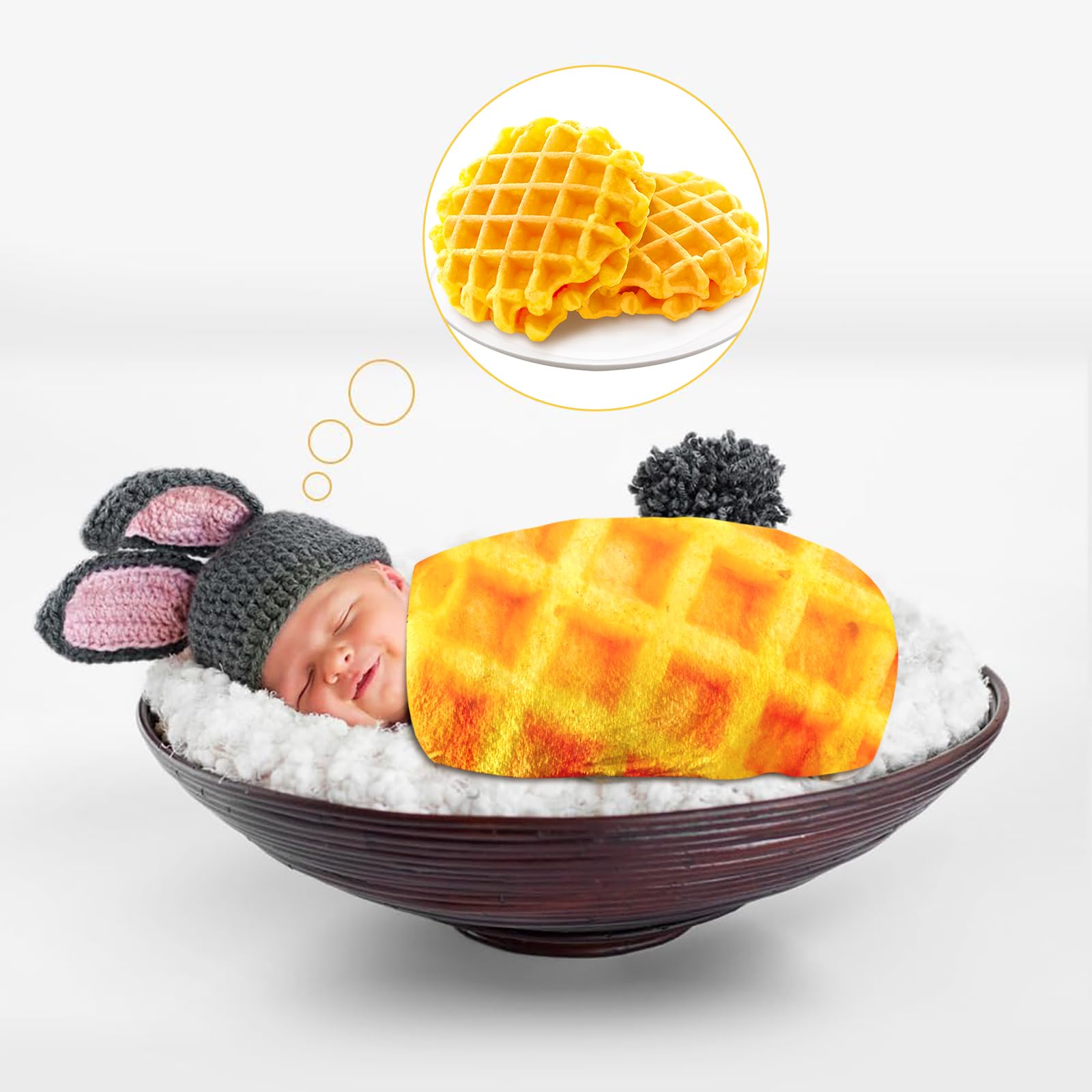 Soft Flannel Waffle Blanket for Baby Shower Gifts - 36 Inch Newborn Swaddle Blankets for Boys & Girls | Funny Food Themed Baby Blanket for Birthdays & Nursery Essentials