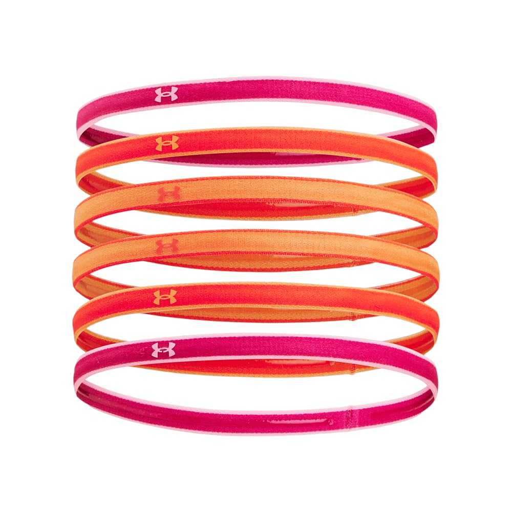 Under Armour Women's Mini Headbands 6-Pack - Astro Pink, Team Orange & Pink - One Size Fits All - Perfect for Running, Workouts & Sports Activities