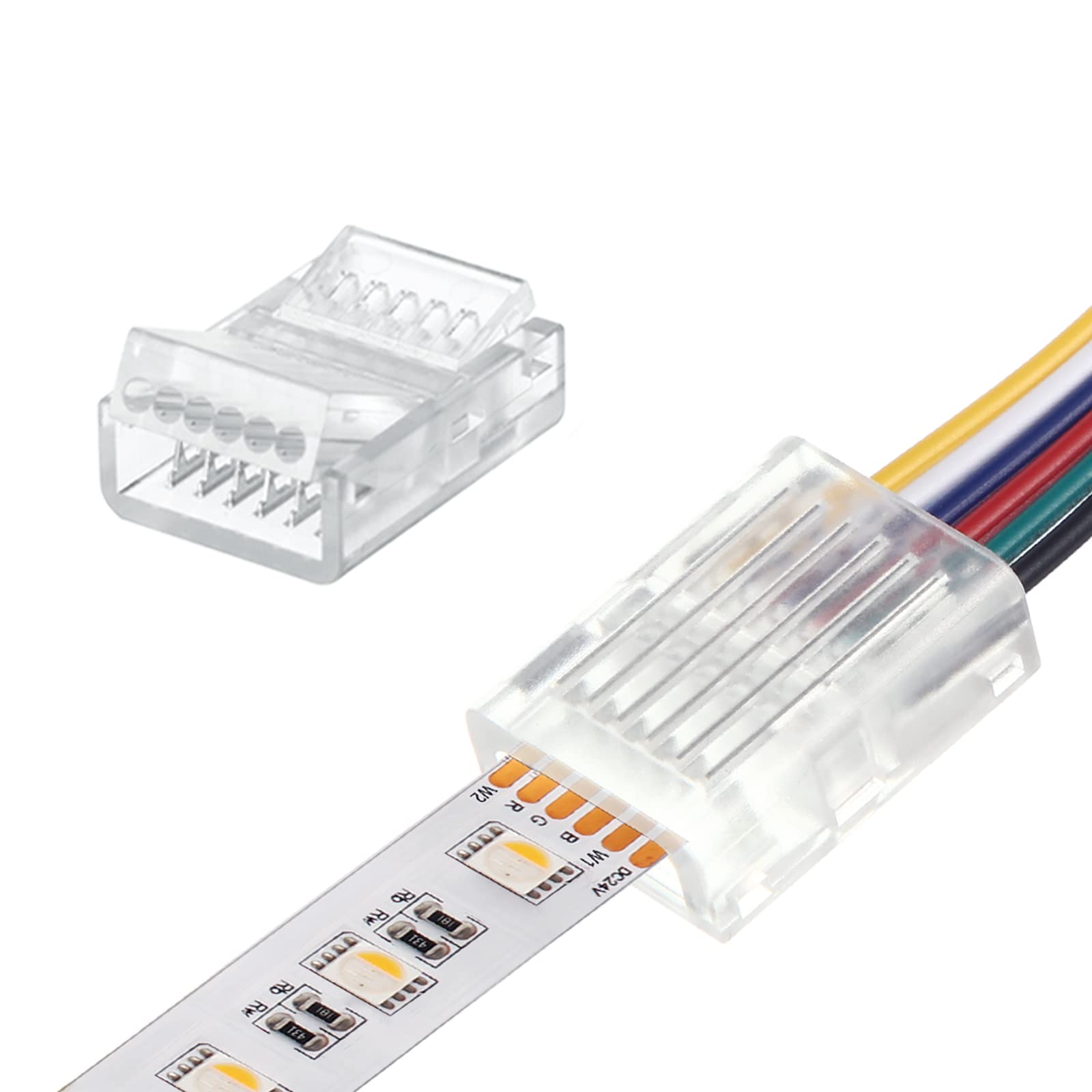 10 Pack Solderless LED Strip Connectors - Transparent Track Lighting Connectors for 16.4ft LED Strip Lights Extension, Speaker & Electrical Systems - Perfect for Home Theater, Kitchen Under Cabinet & DIY Lighting Projects